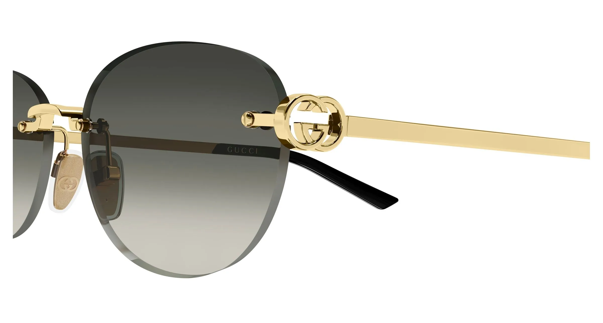 Gucci GG2230SA 002 Occhiali da sole Metallo Oro Grigio Rotonda Sfumato - immagine 3