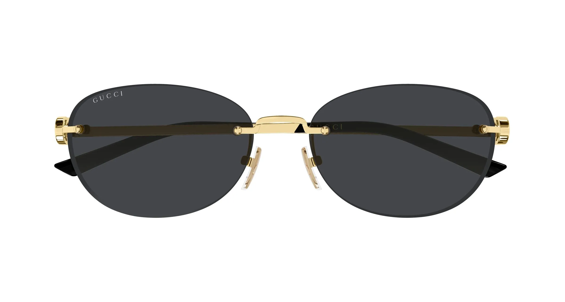 Gucci GG2230SA 001 Occhiali da sole Metallo Oro Grigio Rotonda - immagine 2