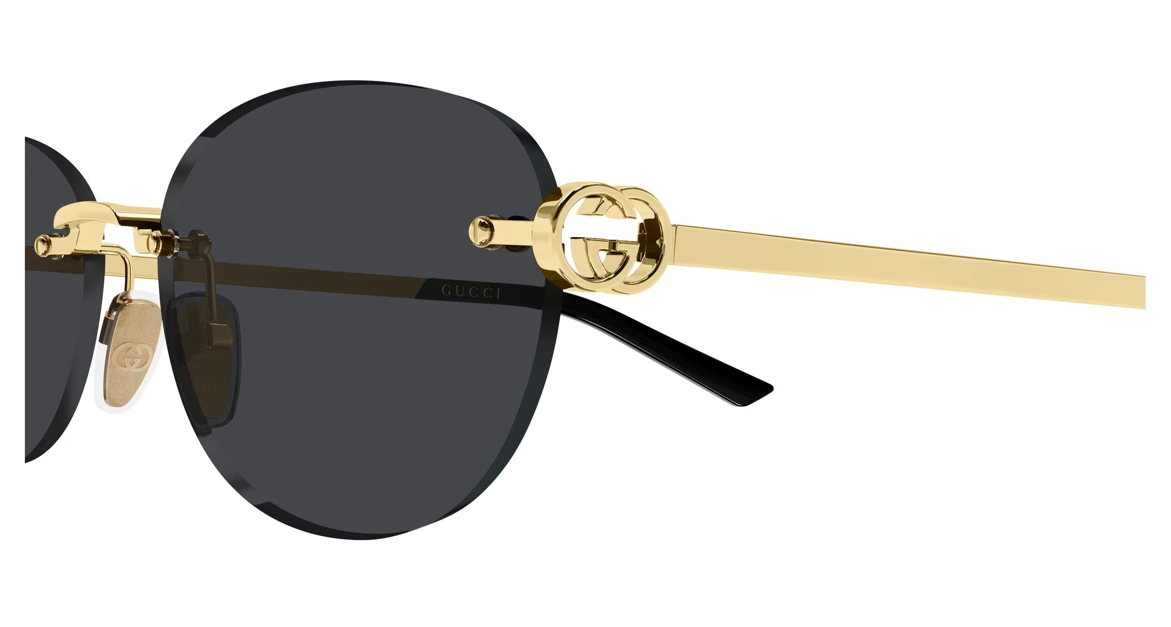 Gucci GG2230SA 001 Occhiali da sole Metallo Oro Grigio Rotonda - immagine 3