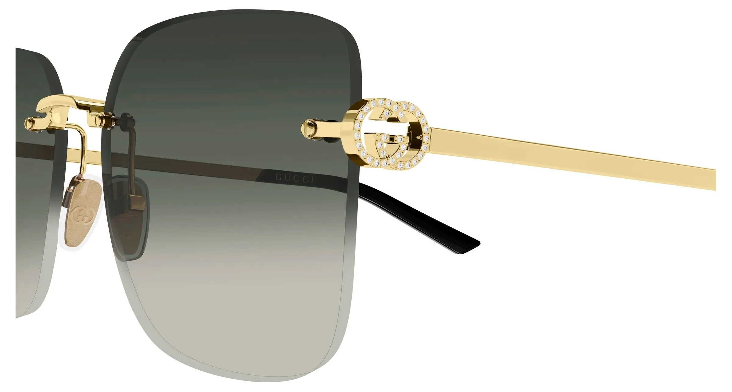 Gucci GG2229SA 005 Occhiali da sole Metallo Oro Grigio Farfalla Sfumato - immagine 3