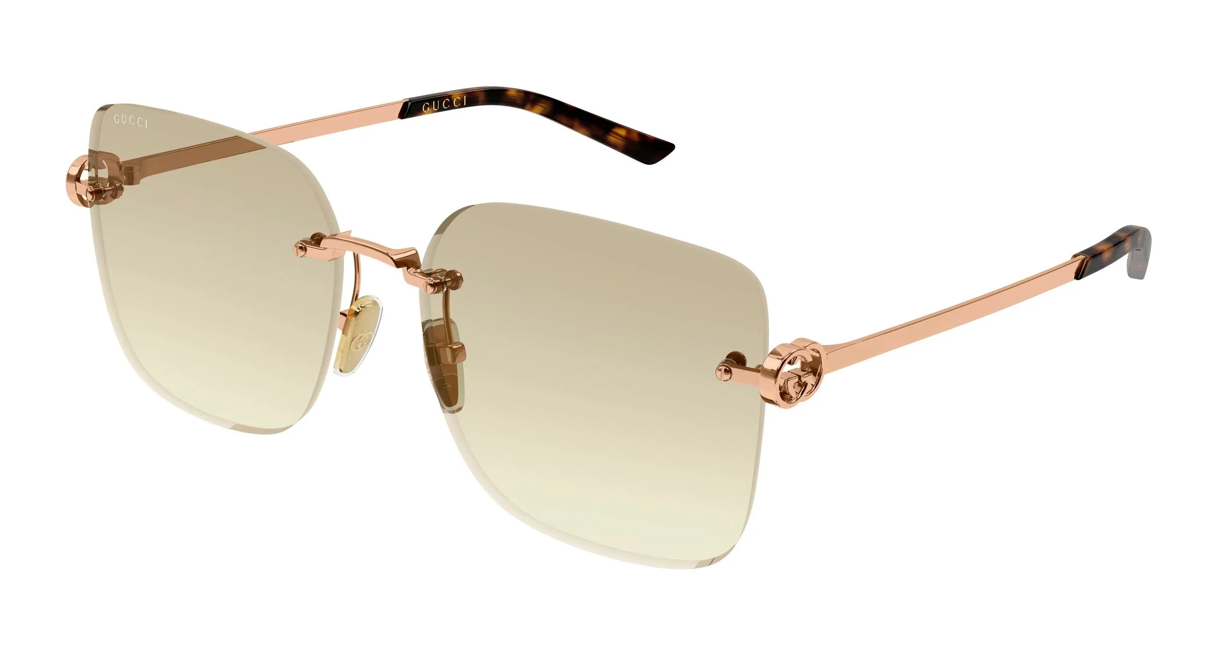 Gucci GG2229SA 004 Occhiali da sole Metallo Oro Marrone Farfalla Sfumato - immagine 1