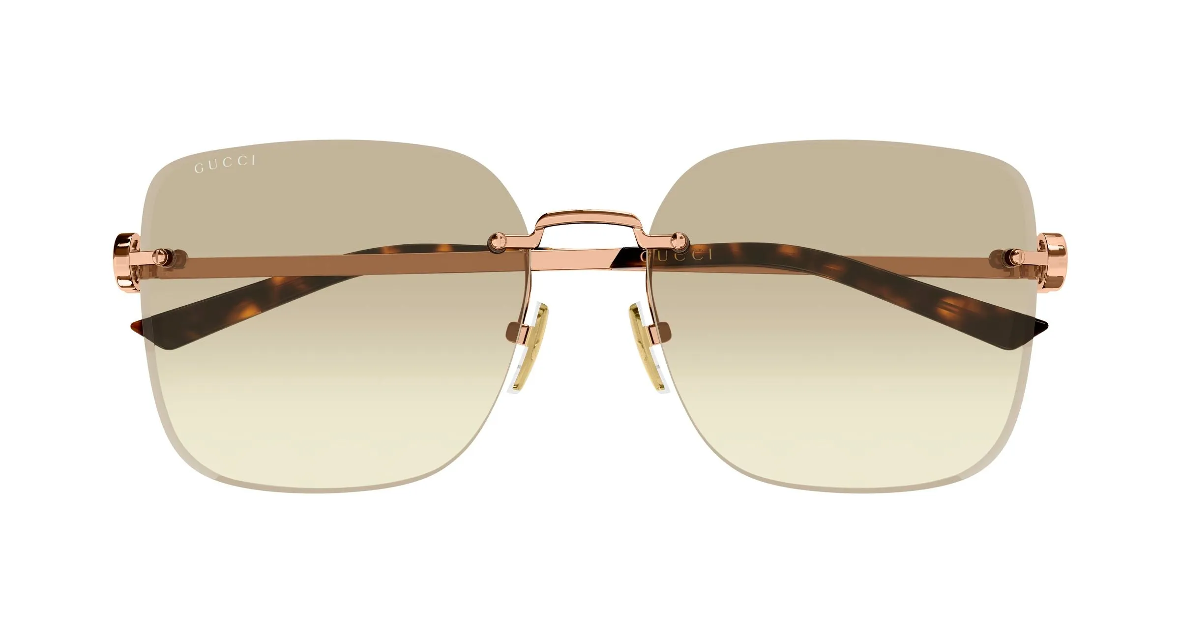 Gucci GG2229SA 004 Occhiali da sole Metallo Oro Marrone Farfalla Sfumato - immagine 2