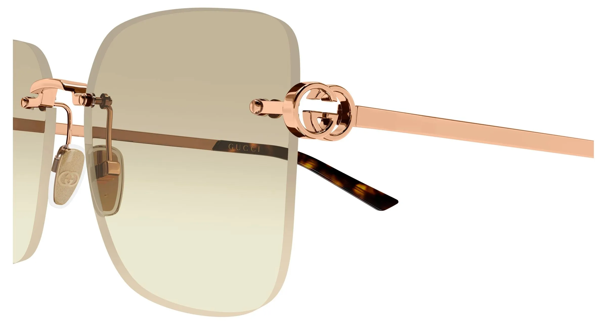 Gucci GG2229SA 004 Occhiali da sole Metallo Oro Marrone Farfalla Sfumato - immagine 3