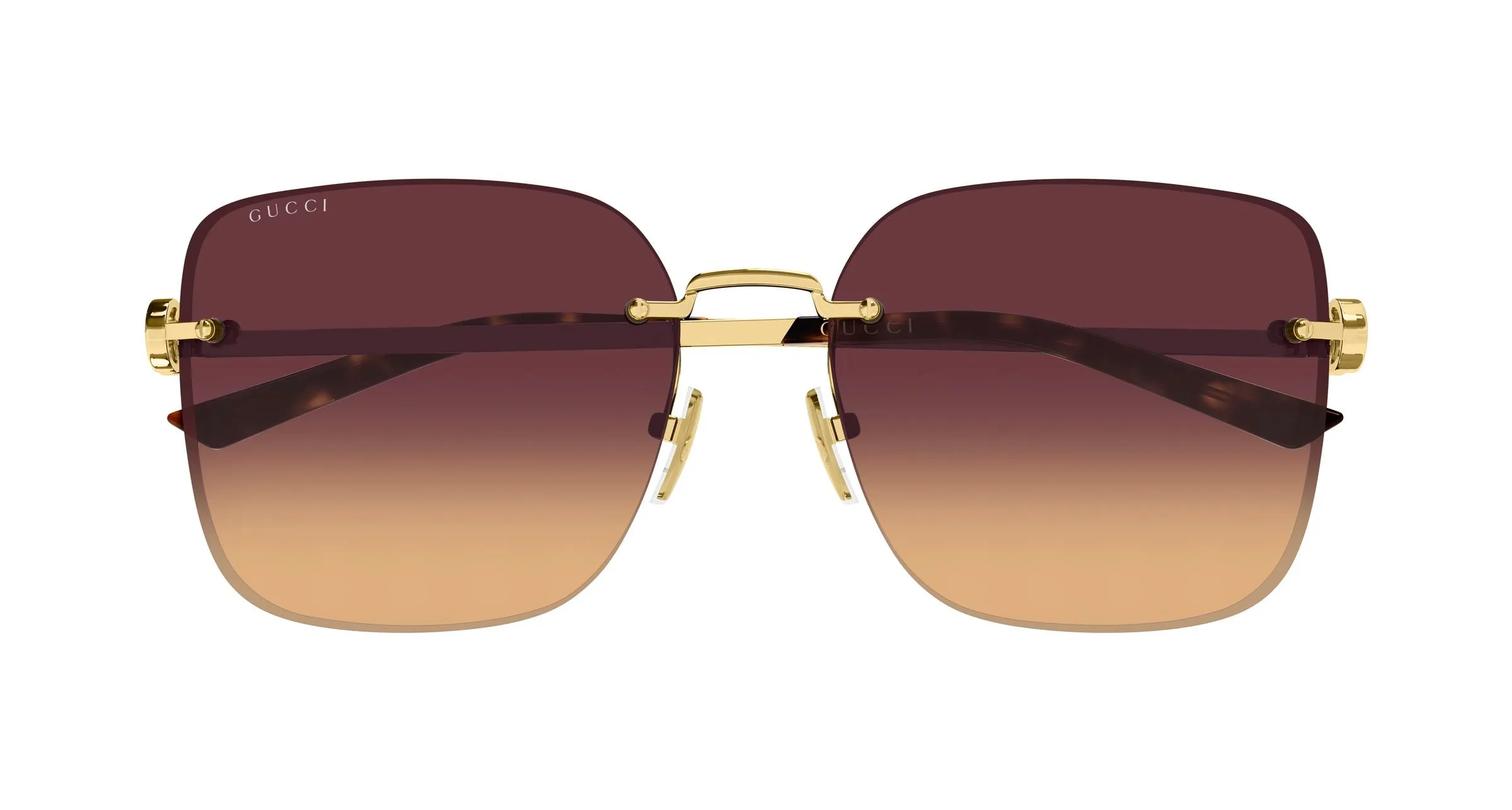 Gucci GG2229SA 003 Occhiali da sole Metallo Oro Rosso Farfalla Sfumato - immagine 2