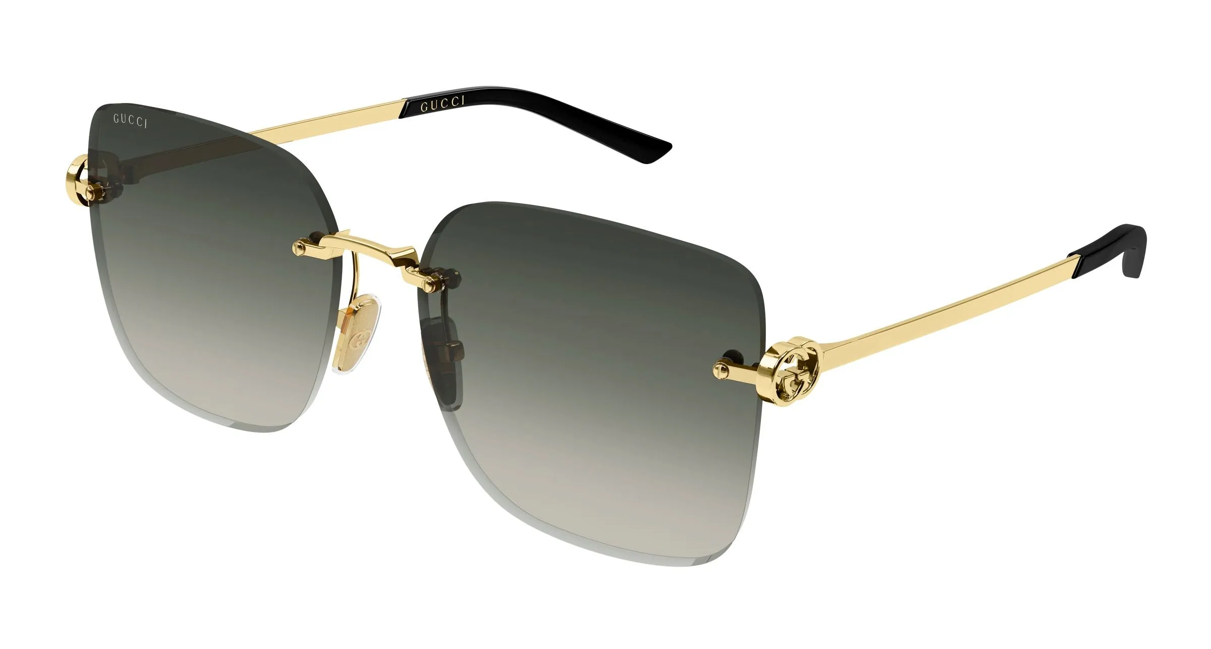 Gucci GG2229SA 002 Occhiali da sole Metallo Oro Grigio Farfalla Sfumato - immagine 1
