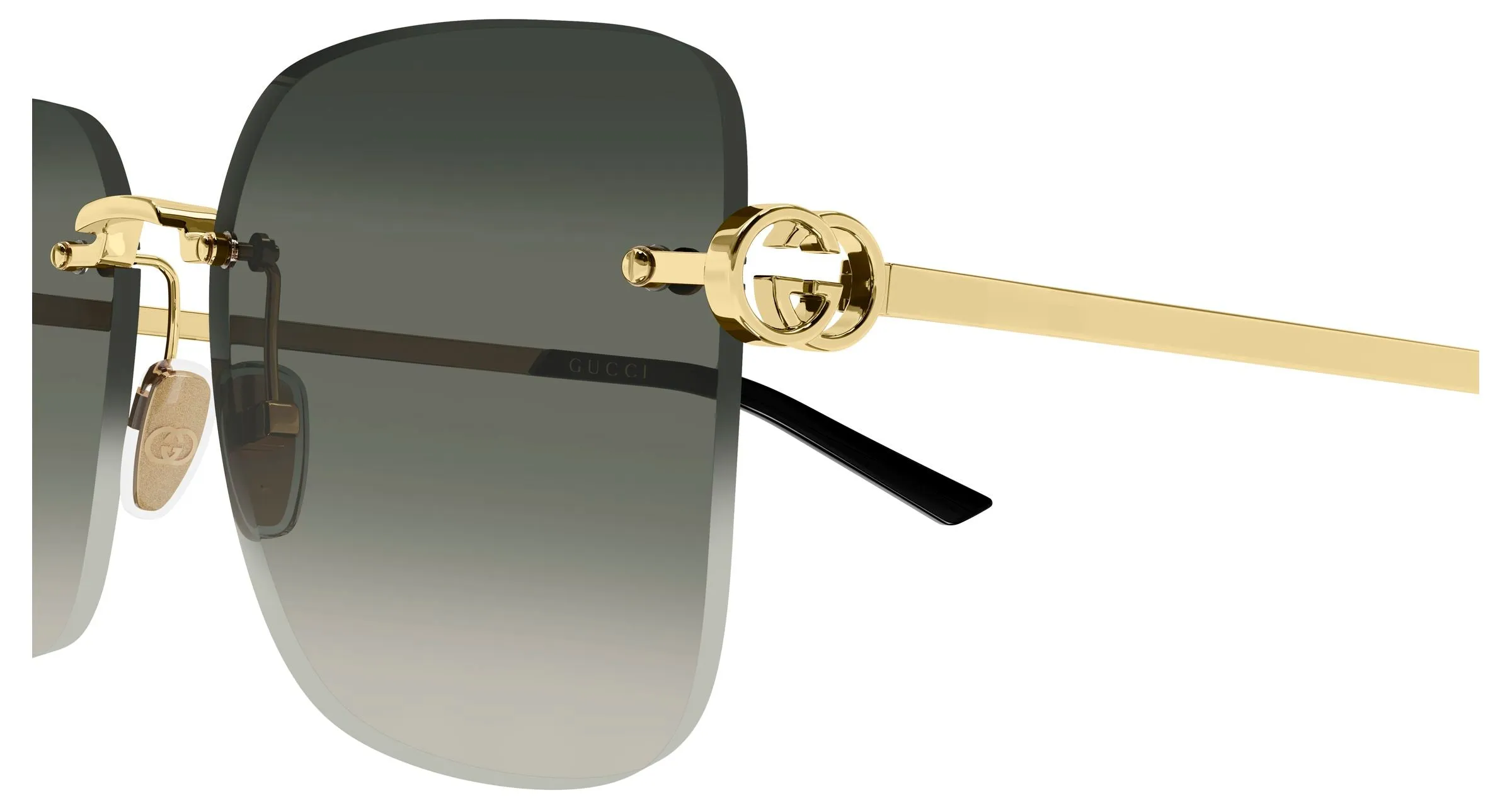 Gucci GG2229SA 002 Occhiali da sole Metallo Oro Grigio Farfalla Sfumato - immagine 3