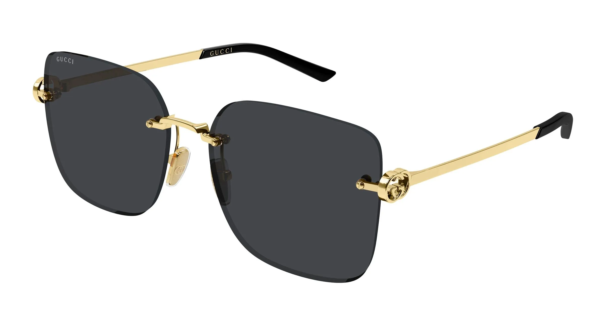 Gucci GG2229SA 001 Occhiali da sole Metallo Oro Grigio Farfalla - immagine 1