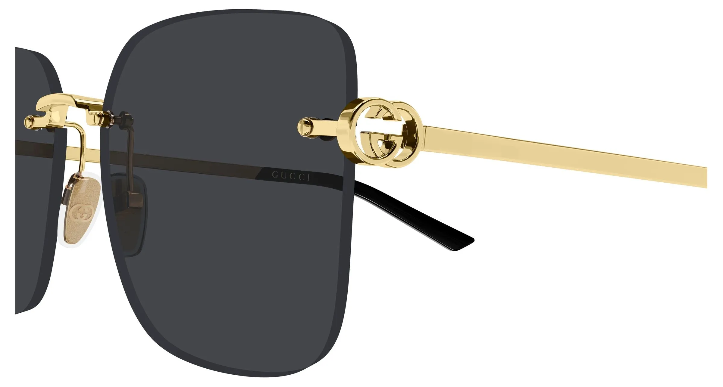Gucci GG2229SA 001 Occhiali da sole Metallo Oro Grigio Farfalla - immagine 3