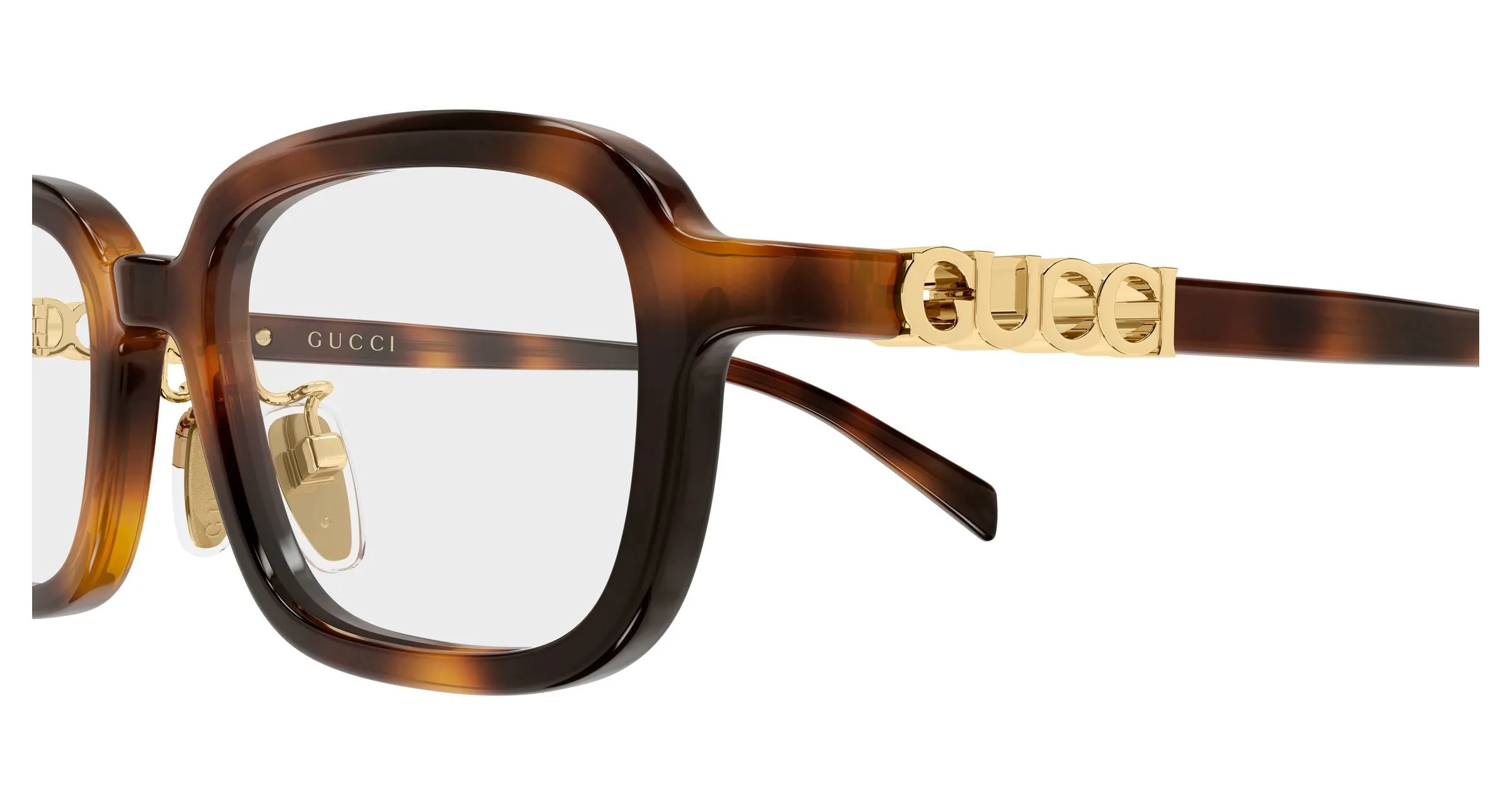 Gucci GG2210OA 002 Montature da vista Acetato Havana Trasparente Squadrata - immagine 3