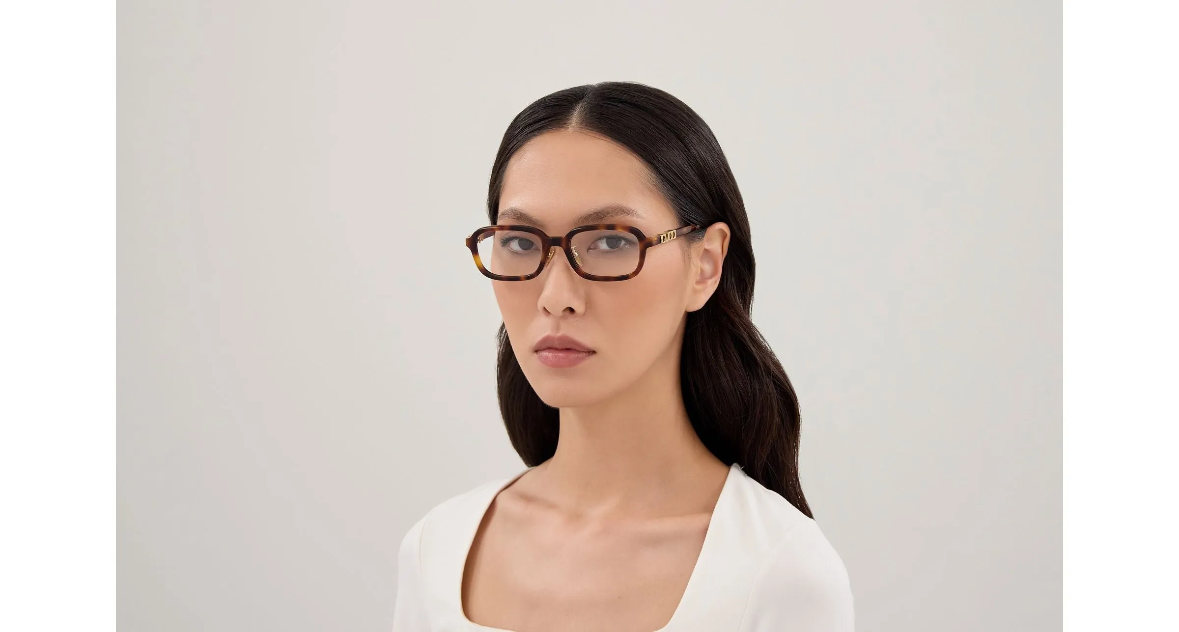 Gucci GG2210OA 002 Montature da vista Acetato Havana Trasparente Squadrata - immagine 4