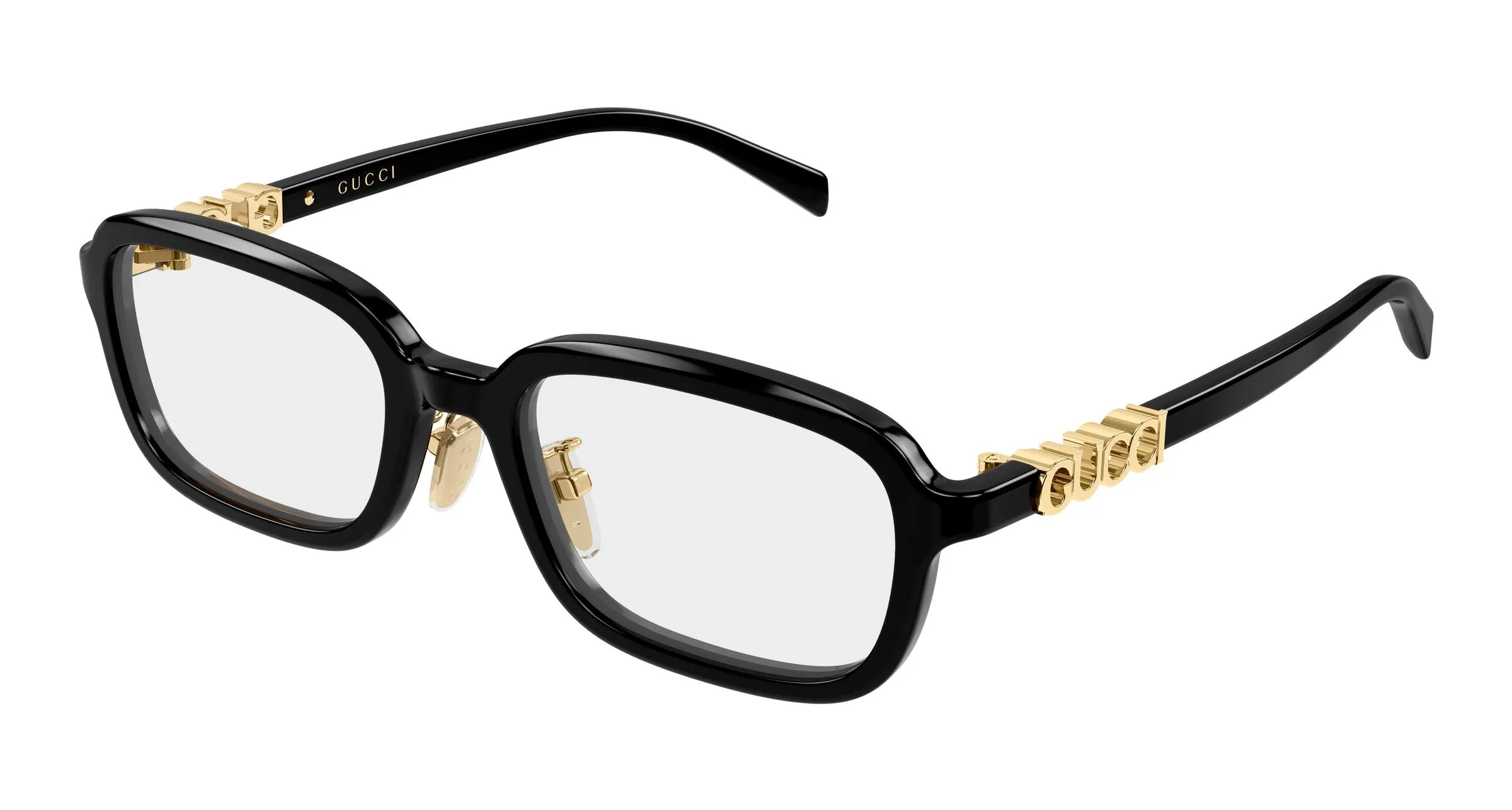 Gucci GG2210OA 001 Montature da vista Acetato Nero Trasparente Squadrata - immagine 1