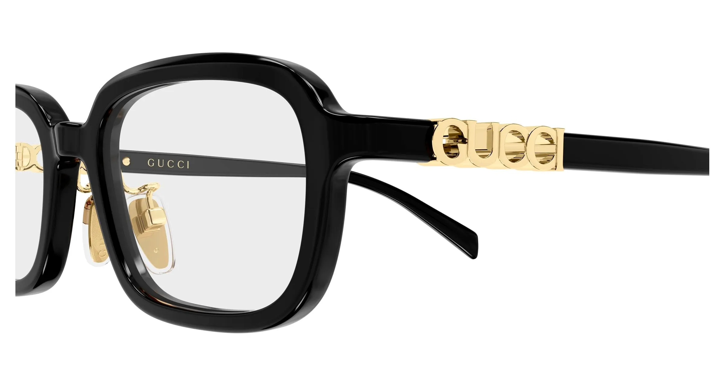 Gucci GG2210OA 001 Montature da vista Acetato Nero Trasparente Squadrata - immagine 3