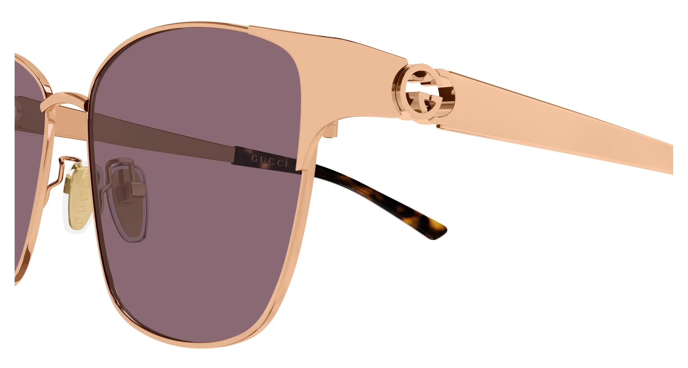 Gucci GG2198SA 003 Occhiali da sole Metallo Oro Viola Squadrata - immagine 3