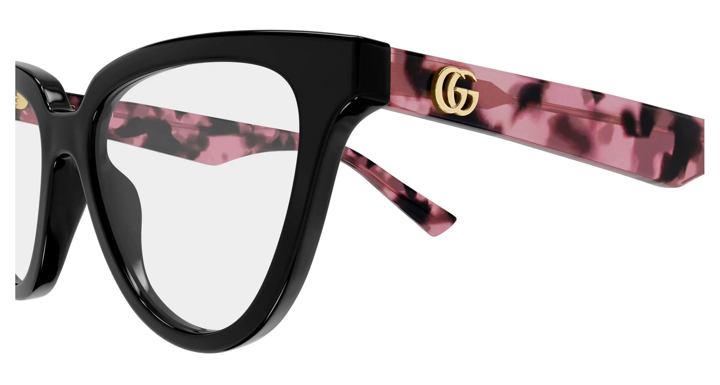 Gucci GG2179O 007 Montature da vista Acetato Nero Trasparente Cat Eye - immagine 3