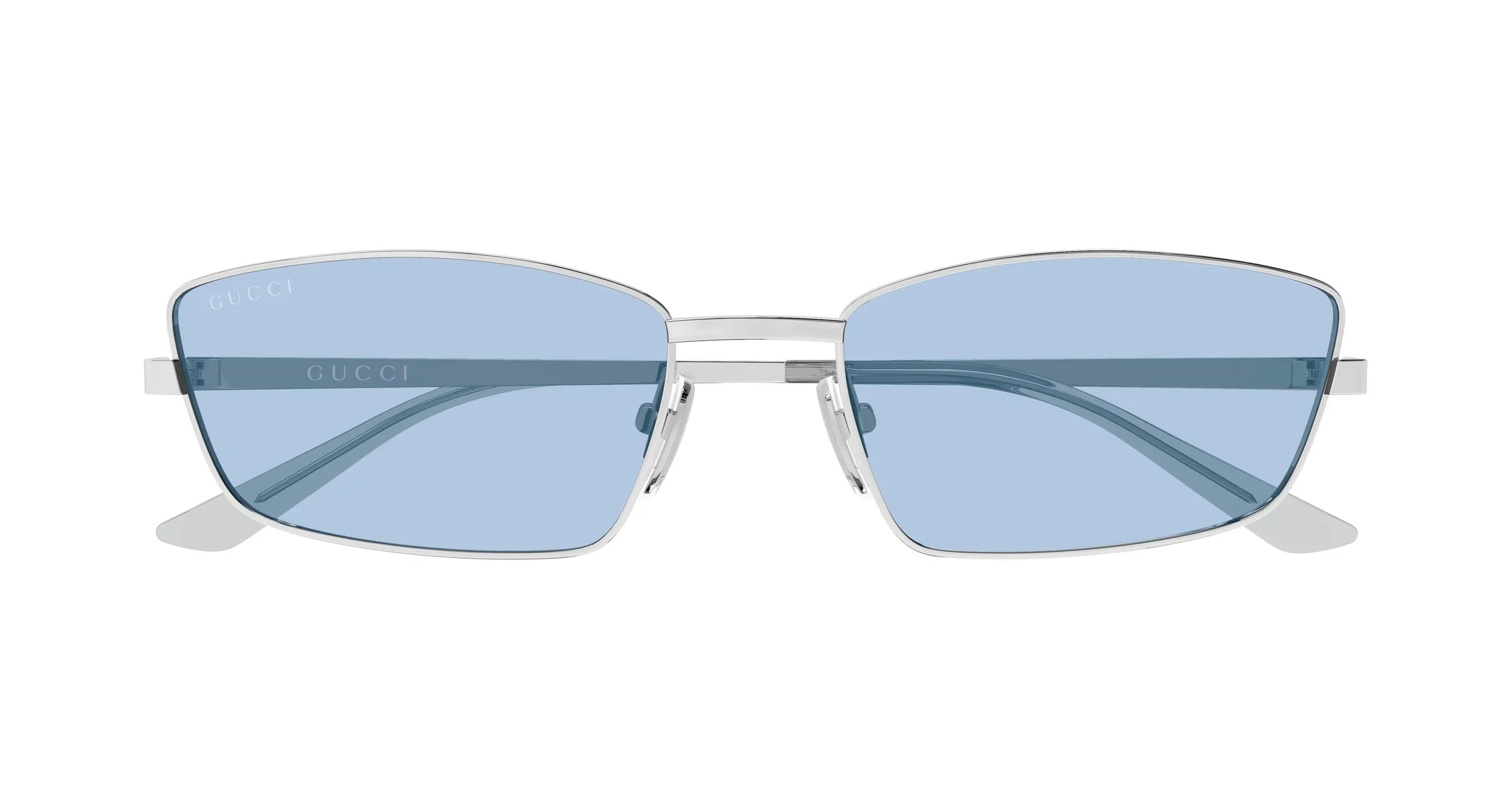 Gucci GG2177S 006 Occhiali da sole Metallo Argento Azzurro Squadrata - immagine 2