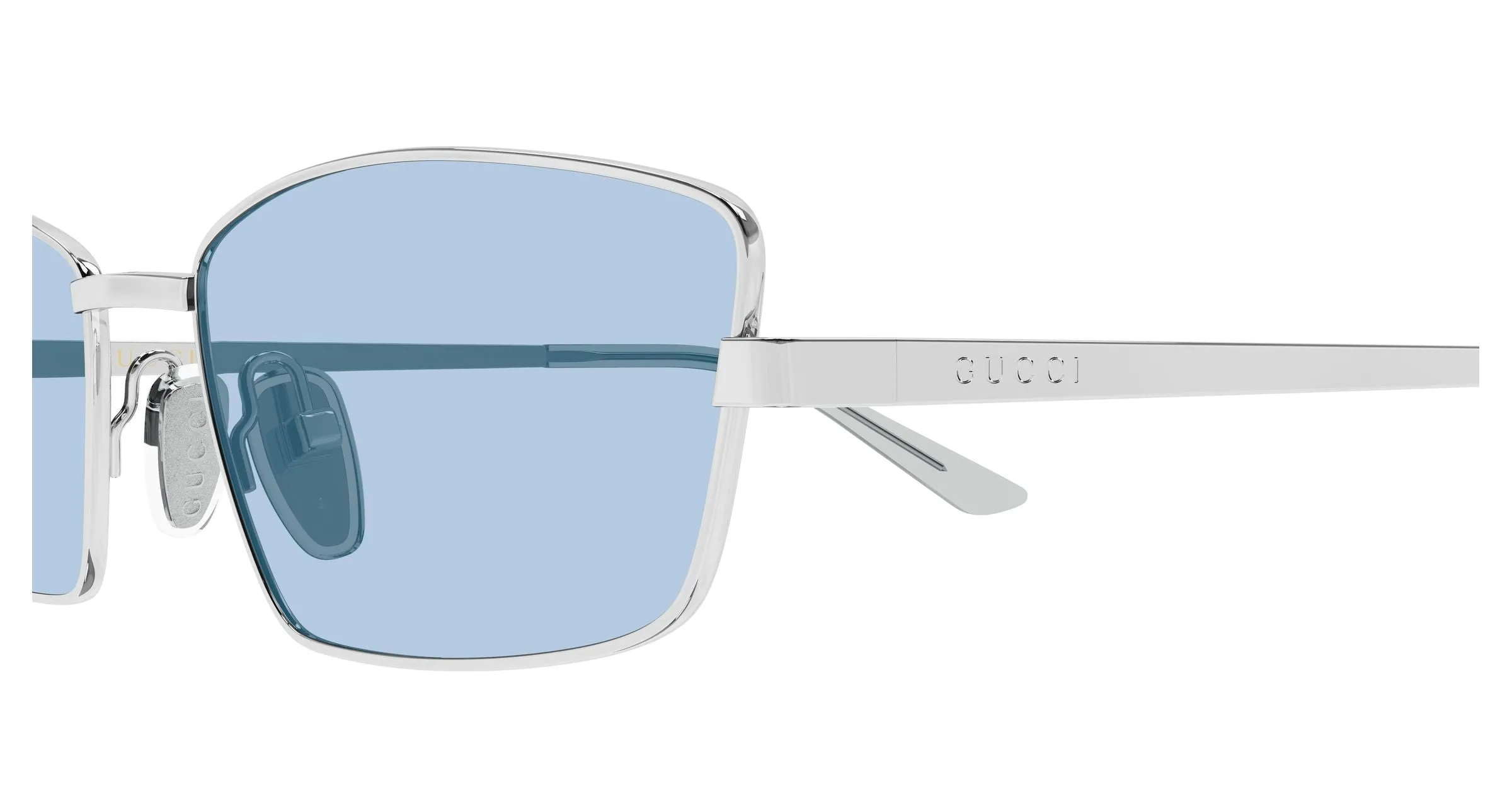 Gucci GG2177S 006 Occhiali da sole Metallo Argento Azzurro Squadrata - immagine 3