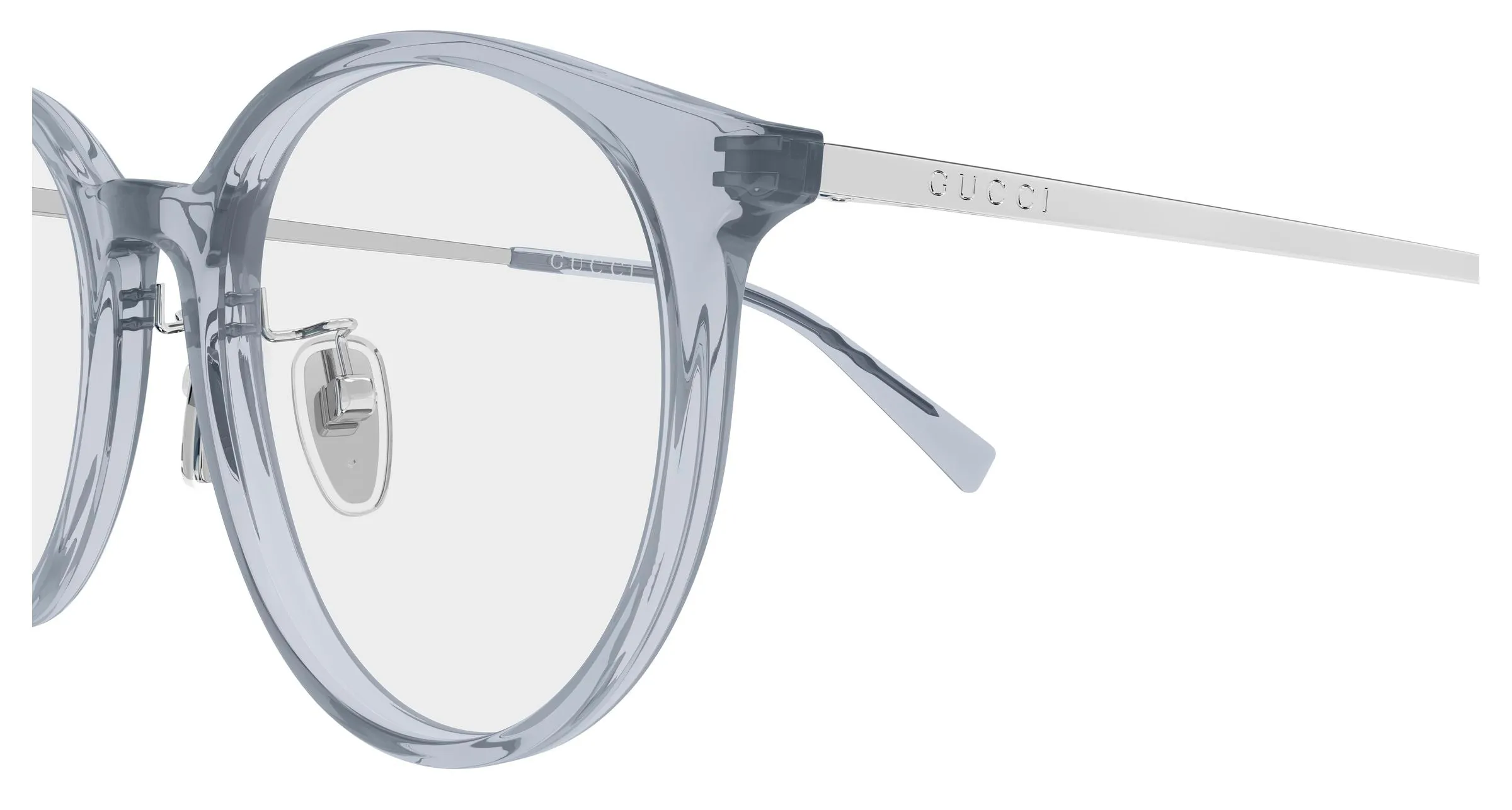 Gucci GG2148OA 002 Montature da vista Acetato Grigio Trasparente Rotonda - immagine 3