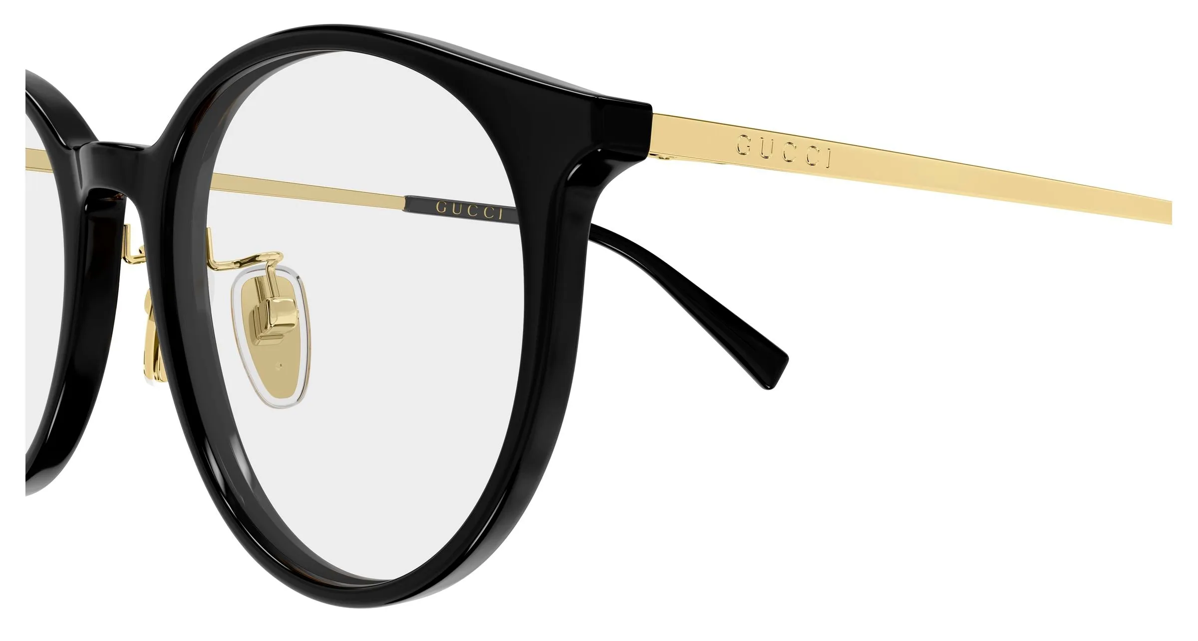 Gucci GG2148OA 001 Montature da vista Acetato Nero Trasparente Rotonda - immagine 3