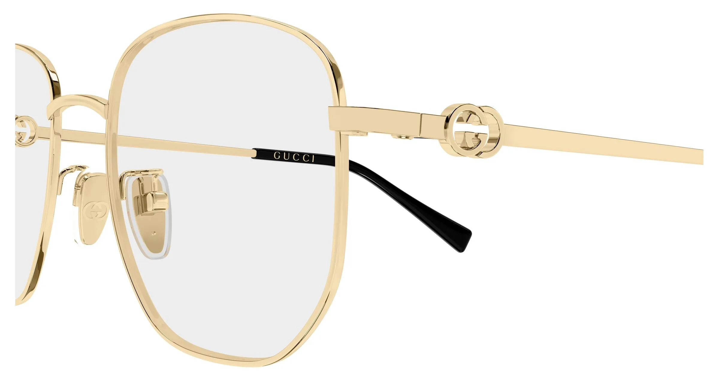 Gucci GG2146OA 001 Montature da vista Metallo Oro Trasparente Squadrata - immagine 3