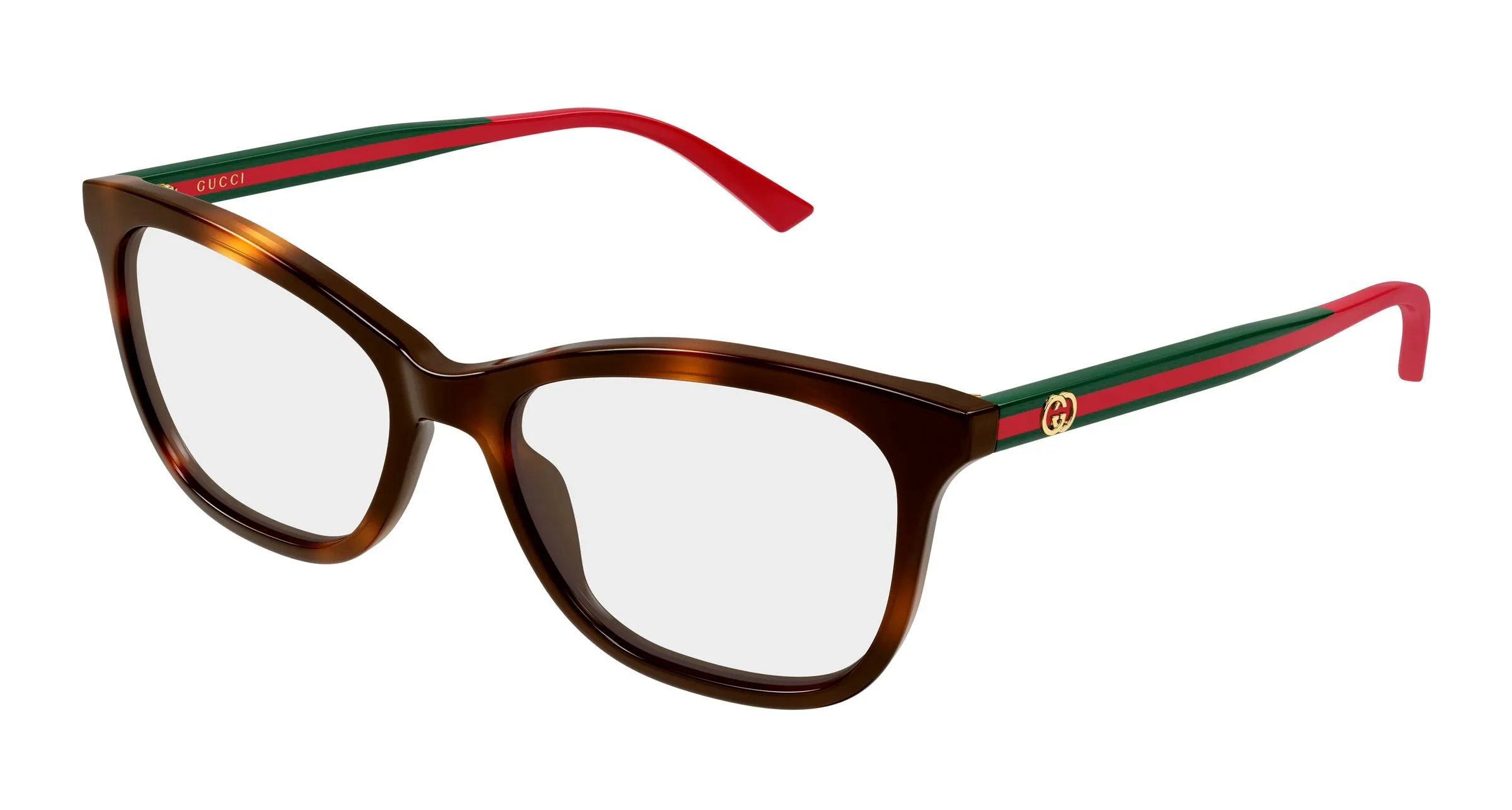 Gucci GG2117O 002 Montature da vista Acetato Havana Trasparente Cat Eye - immagine 1