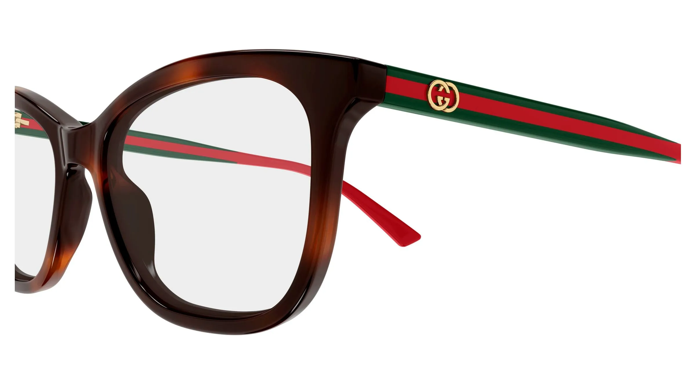 Gucci GG2117O 002 Montature da vista Acetato Havana Trasparente Cat Eye - immagine 3