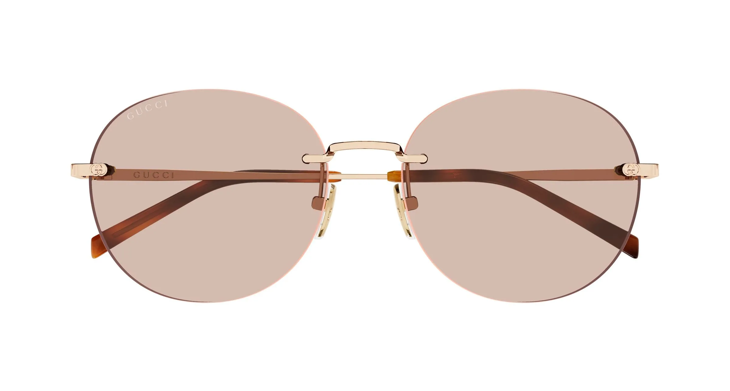 Gucci GG2101SA 003 Occhiali da sole Metallo Oro Marrone Rotonda - immagine 2
