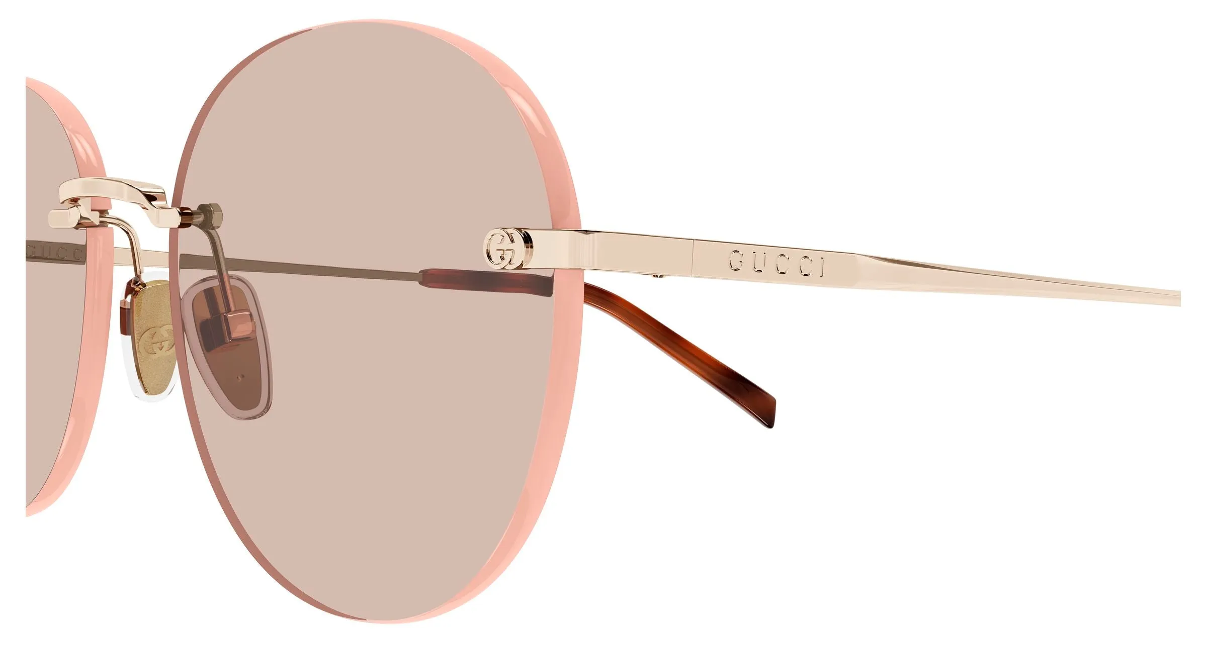 Gucci GG2101SA 003 Occhiali da sole Metallo Oro Marrone Rotonda - immagine 3