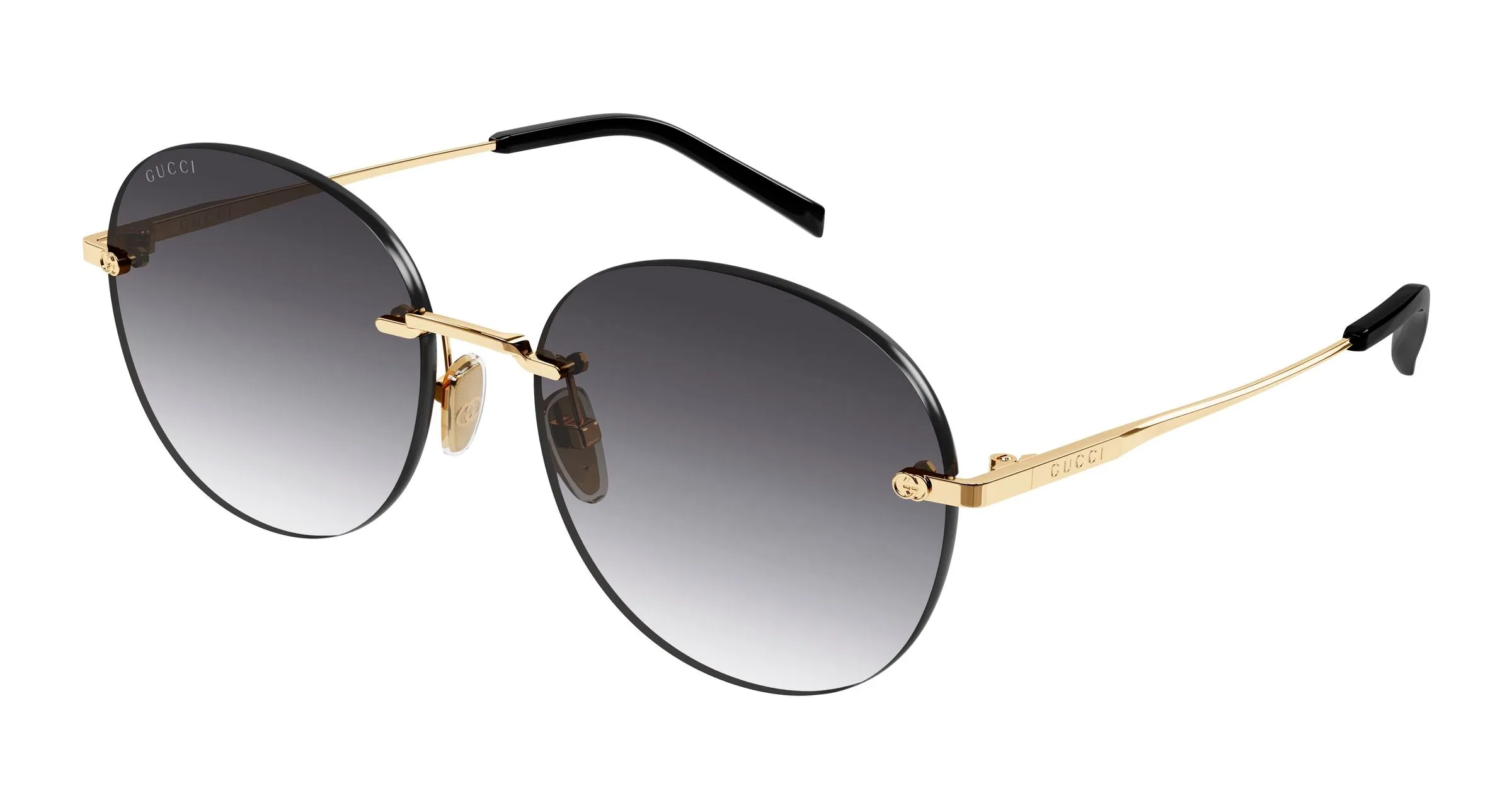 Gucci GG2101SA 001 Occhiali da sole Metallo Oro Grigio Rotonda Sfumato - immagine 1
