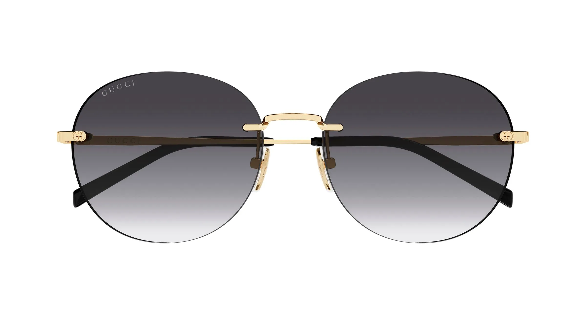 Gucci GG2101SA 001 Occhiali da sole Metallo Oro Grigio Rotonda Sfumato - immagine 2
