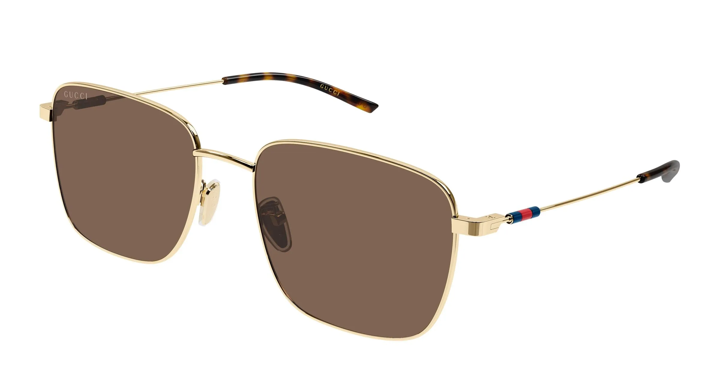 Gucci GG2097SK 004 Occhiali da sole Metallo Oro Marrone Squadrata - immagine 1