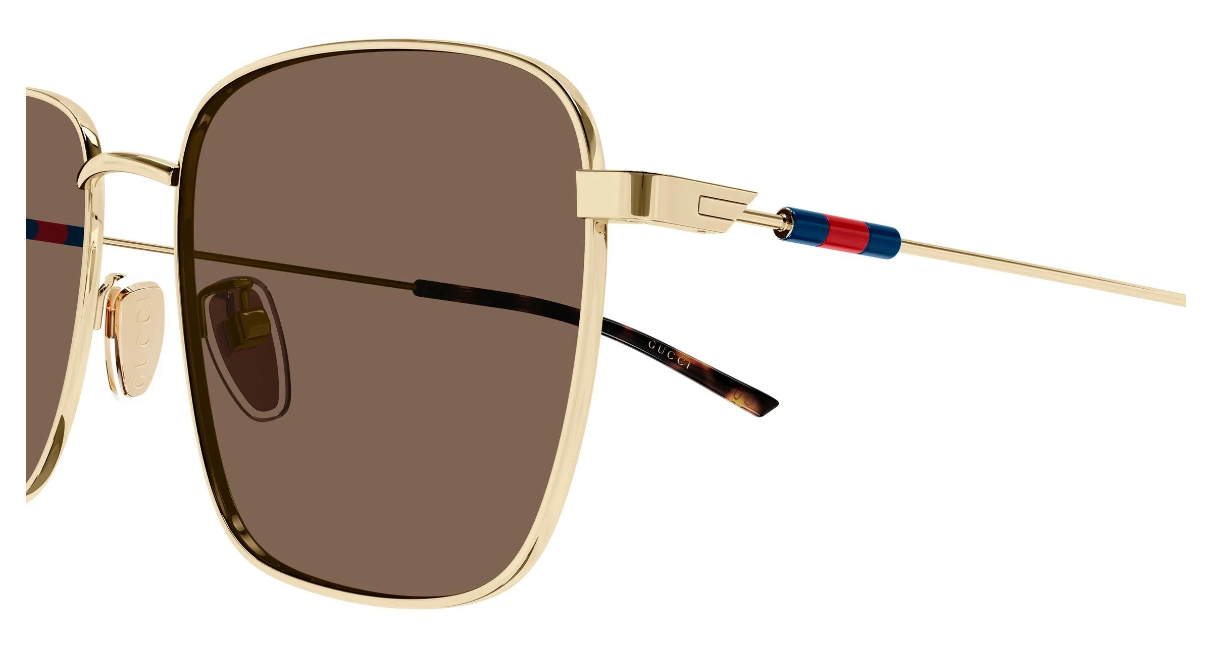 Gucci GG2097SK 004 Occhiali da sole Metallo Oro Marrone Squadrata - immagine 3