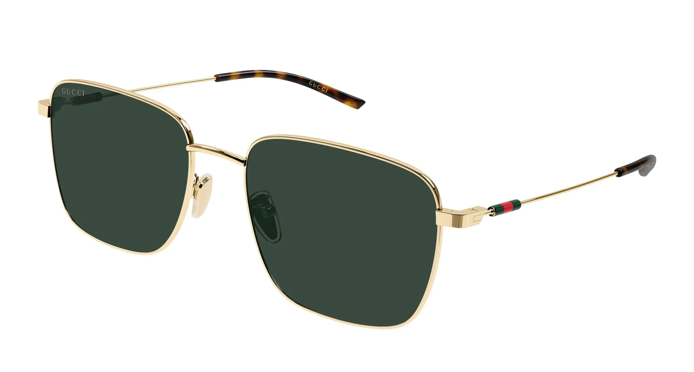 Gucci GG2097SK 002 Occhiali da sole Metallo Oro Verde Squadrata - immagine 1