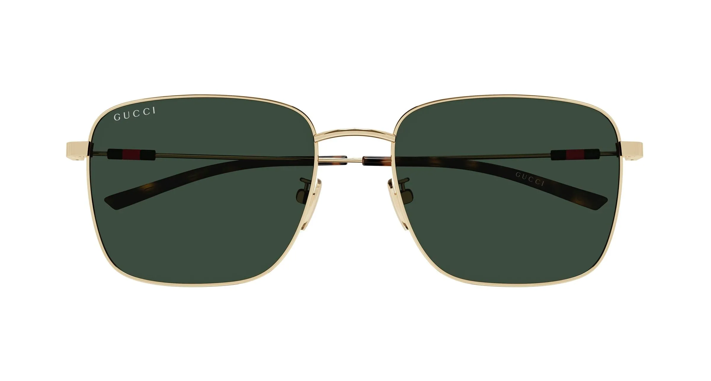 Gucci GG2097SK 002 Occhiali da sole Metallo Oro Verde Squadrata - immagine 2