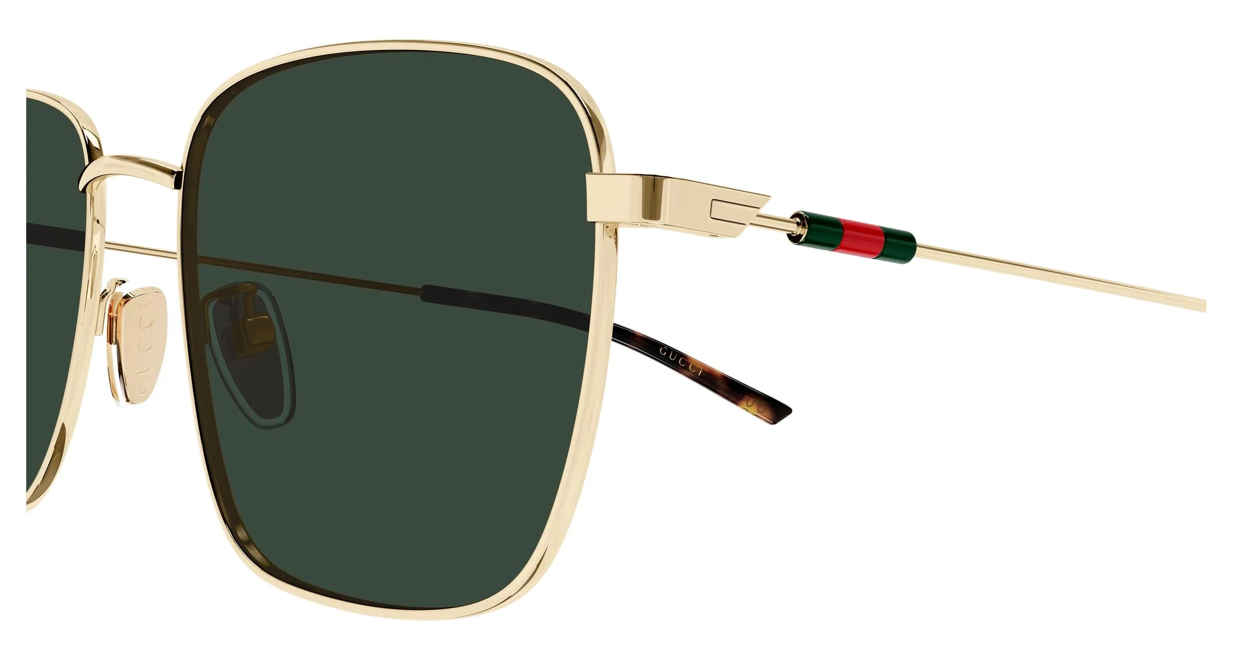 Gucci GG2097SK 002 Occhiali da sole Metallo Oro Verde Squadrata - immagine 3
