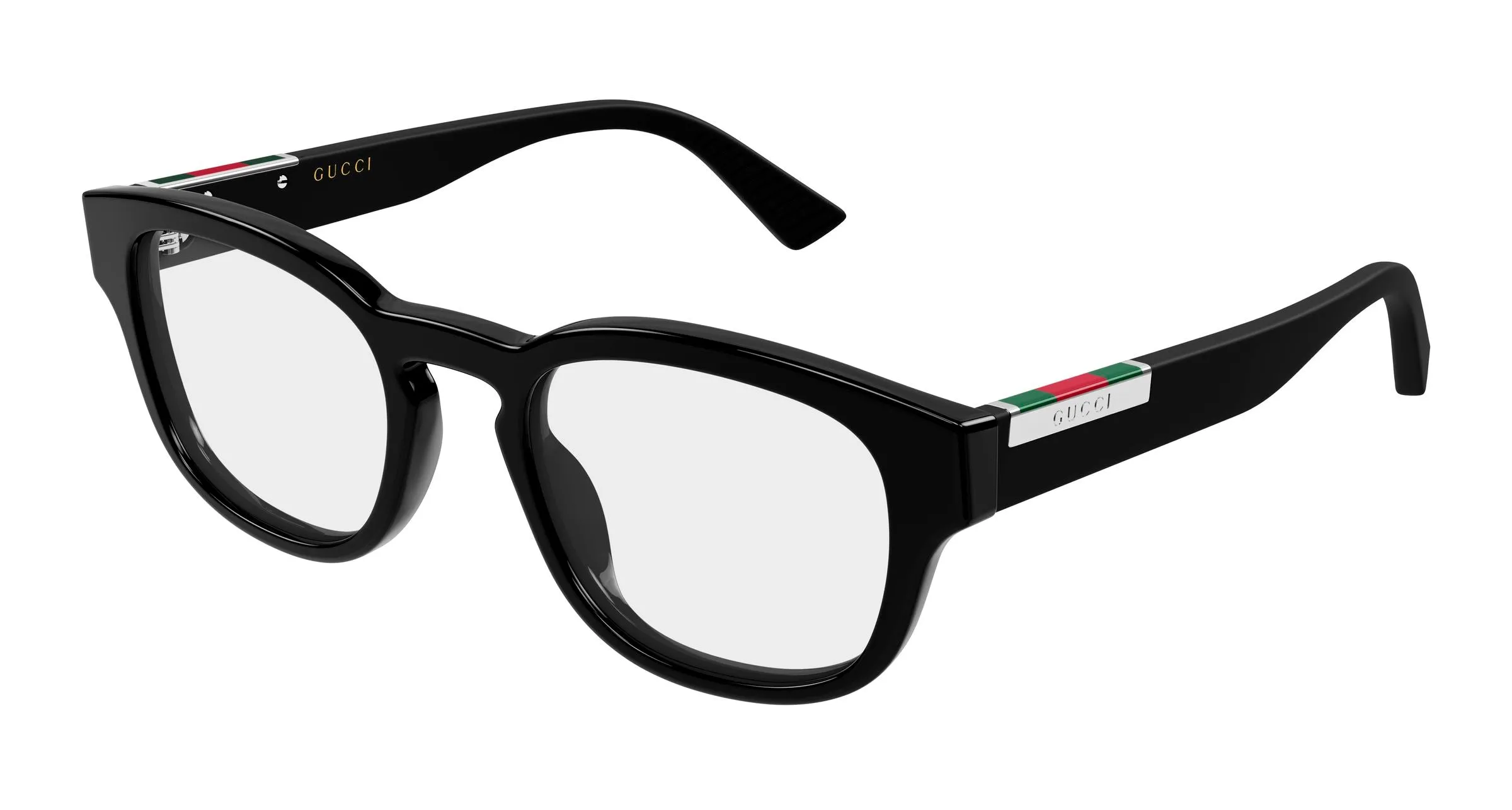 Gucci GG2090O 001 Montature da vista Acetato Nero Trasparente Rotonda - immagine 1