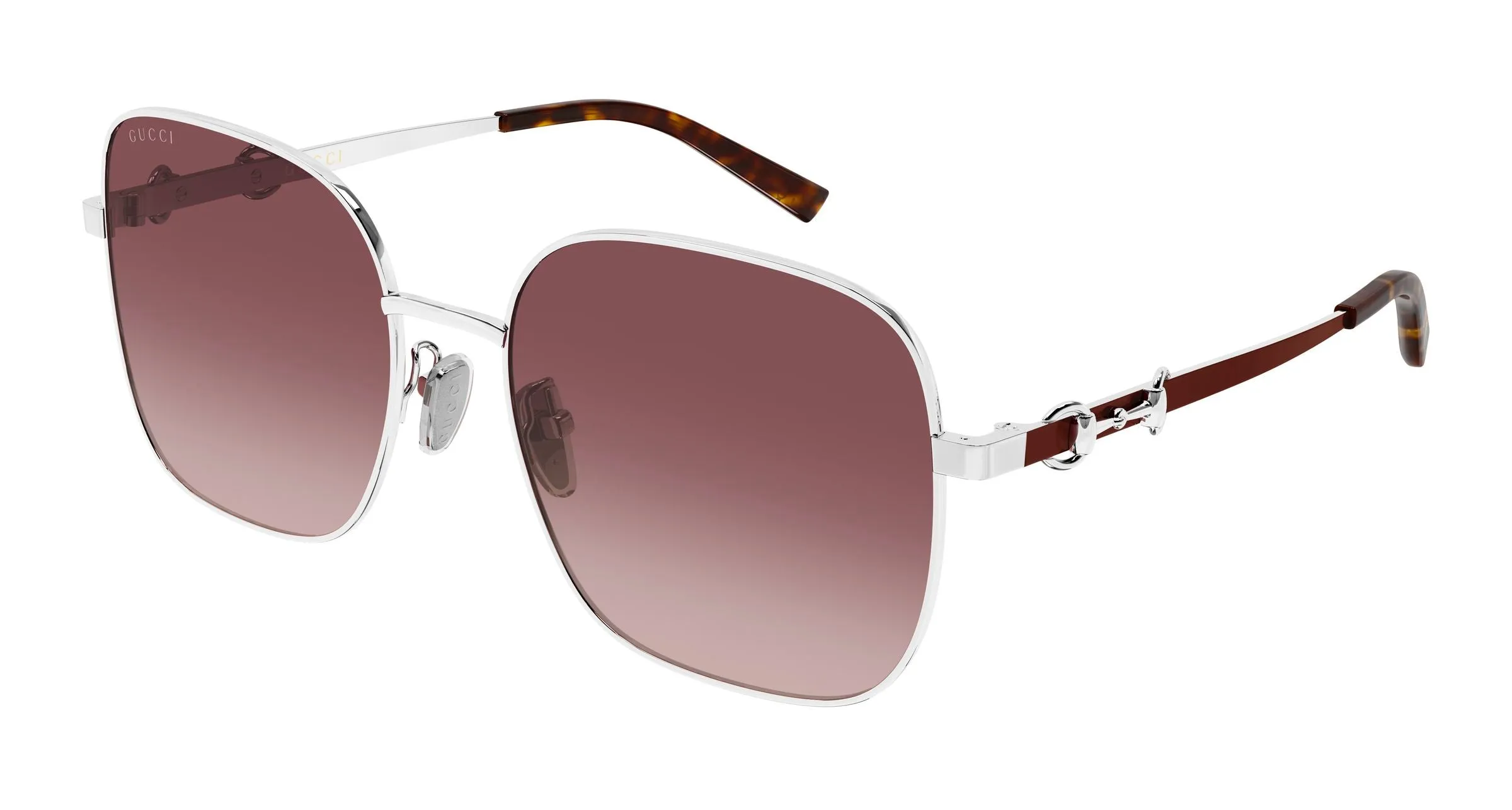 Gucci GG2053S 003 Occhiali da sole Metallo Argento Rosso Squadrata Sfumato - immagine 1