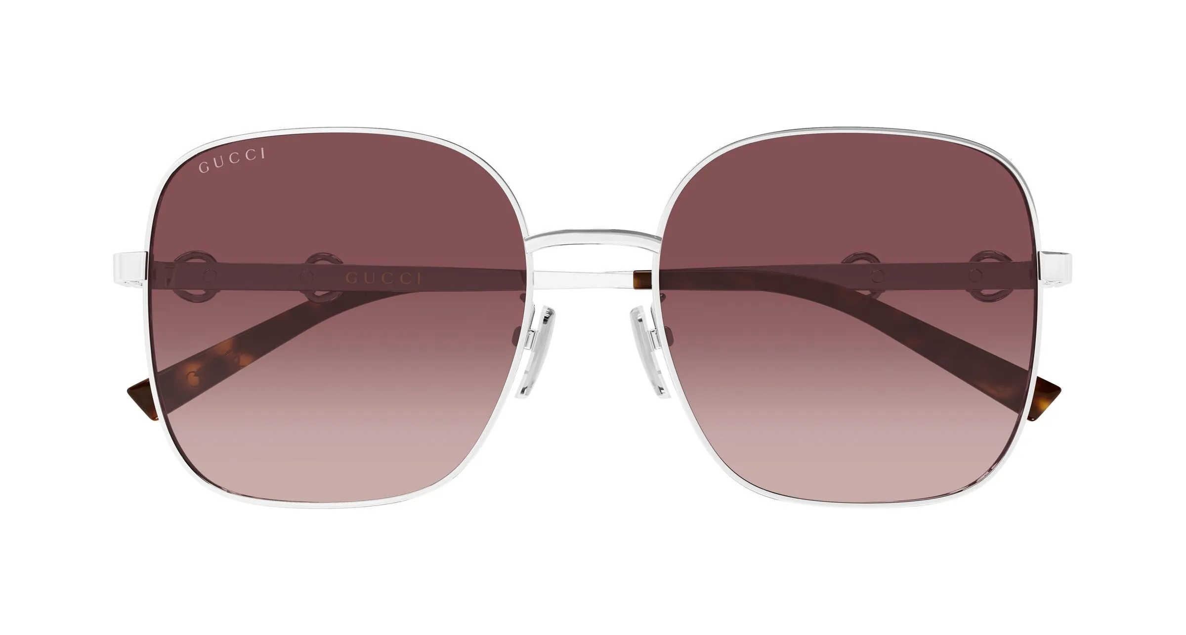 Gucci GG2053S 003 Occhiali da sole Metallo Argento Rosso Squadrata Sfumato - immagine 2
