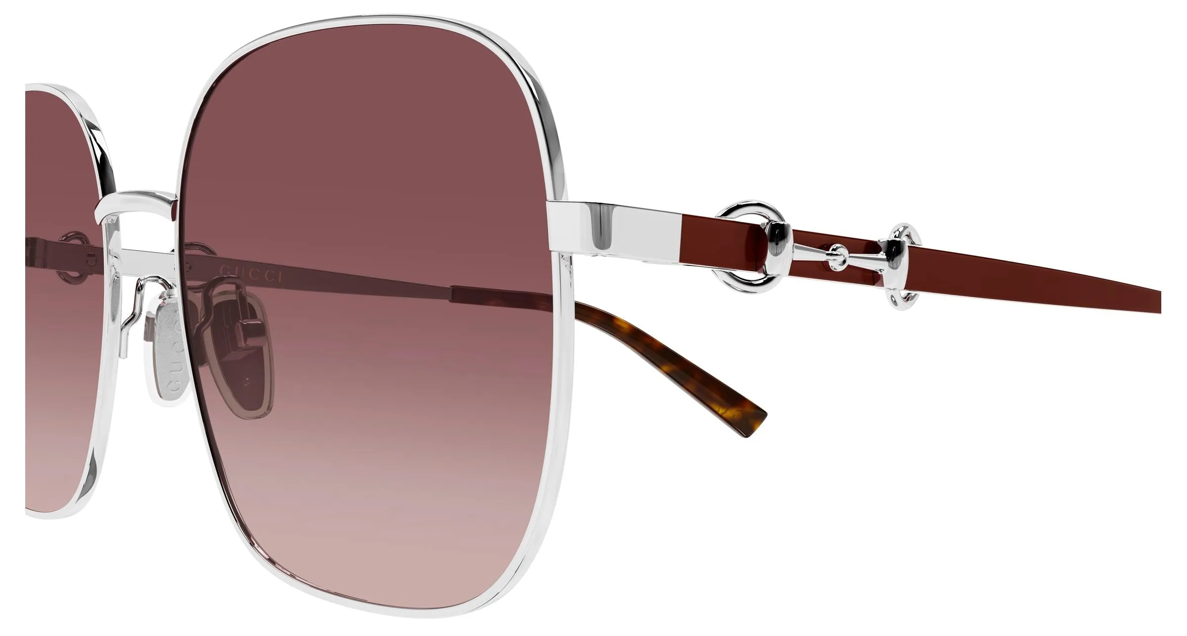 Gucci GG2053S 003 Occhiali da sole Metallo Argento Rosso Squadrata Sfumato - immagine 3