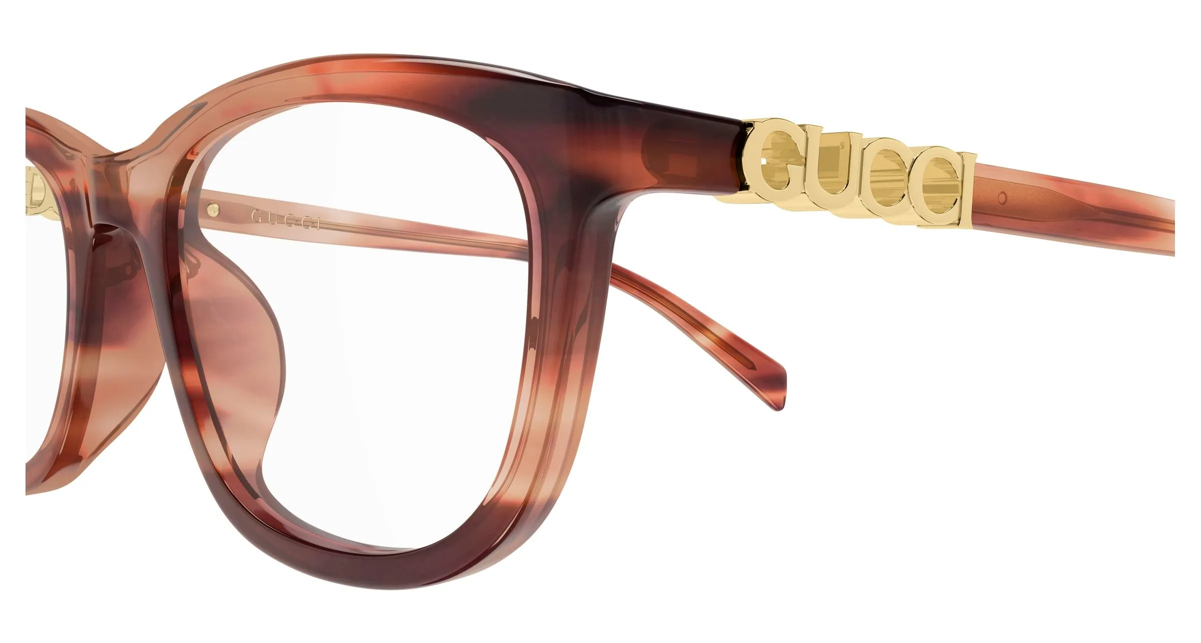Gucci GG2035OA 003 Montature da vista Acetato Havana Trasparente Squadrata - immagine 3