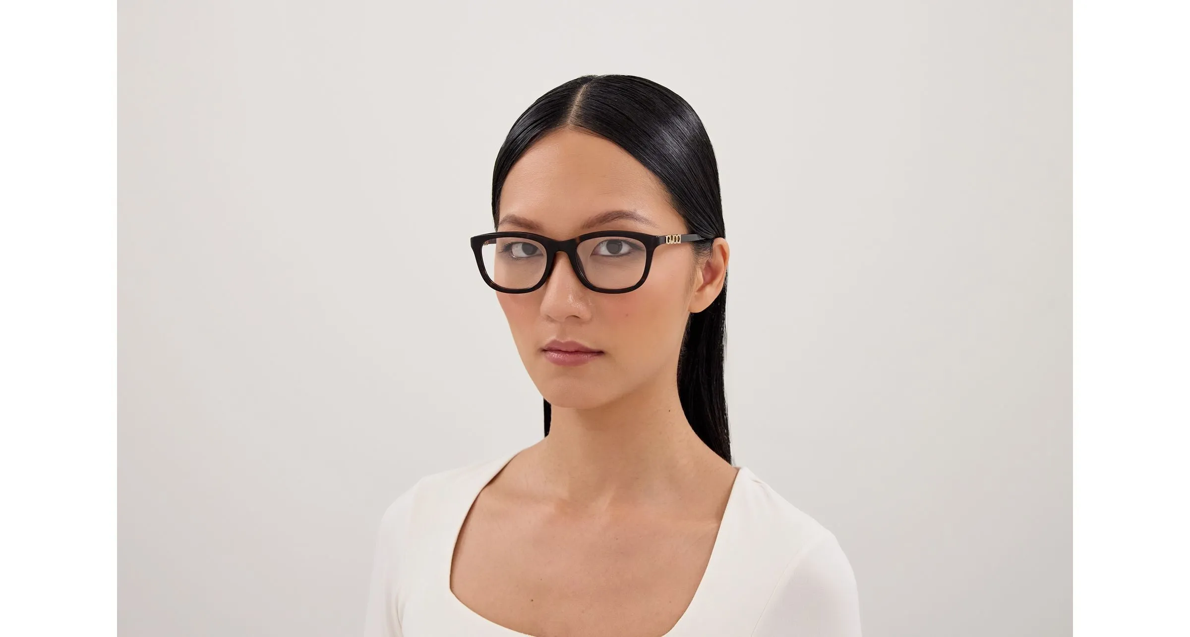 Gucci GG2035OA 002 Montature da vista Acetato Havana Trasparente Squadrata - immagine 4