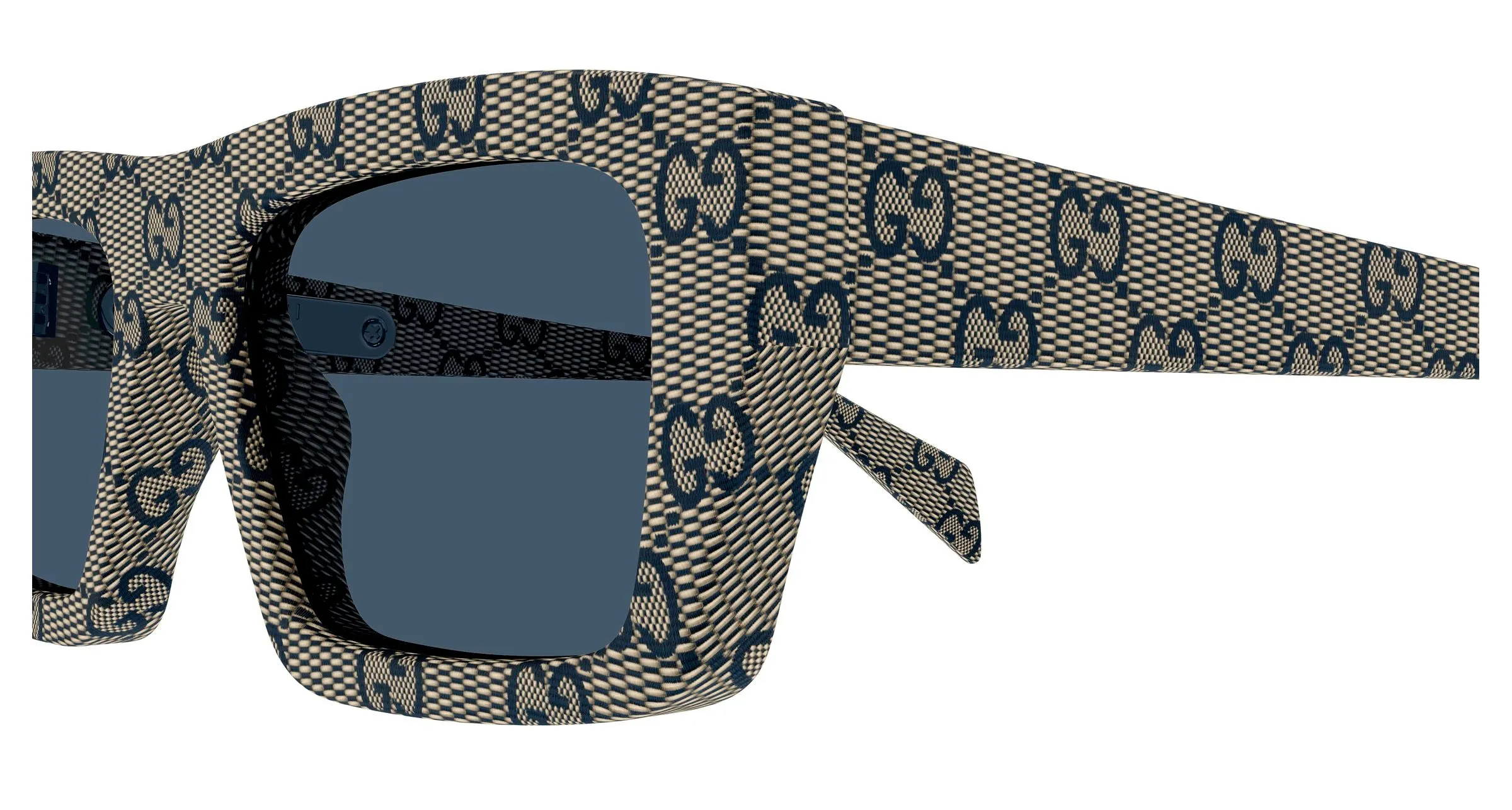 Gucci GG2020S 005 Occhiali da sole Beige Blu Squadrata - immagine 3