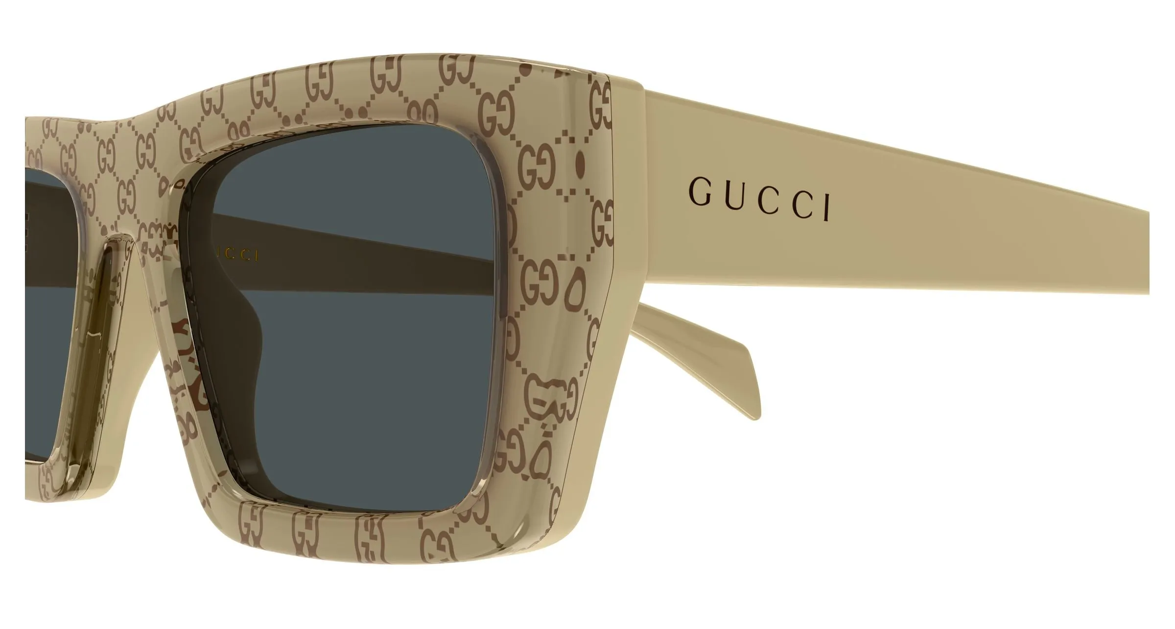 Gucci GG2020S 004 Occhiali da sole Acetato Beige Grigio Squadrata - immagine 3