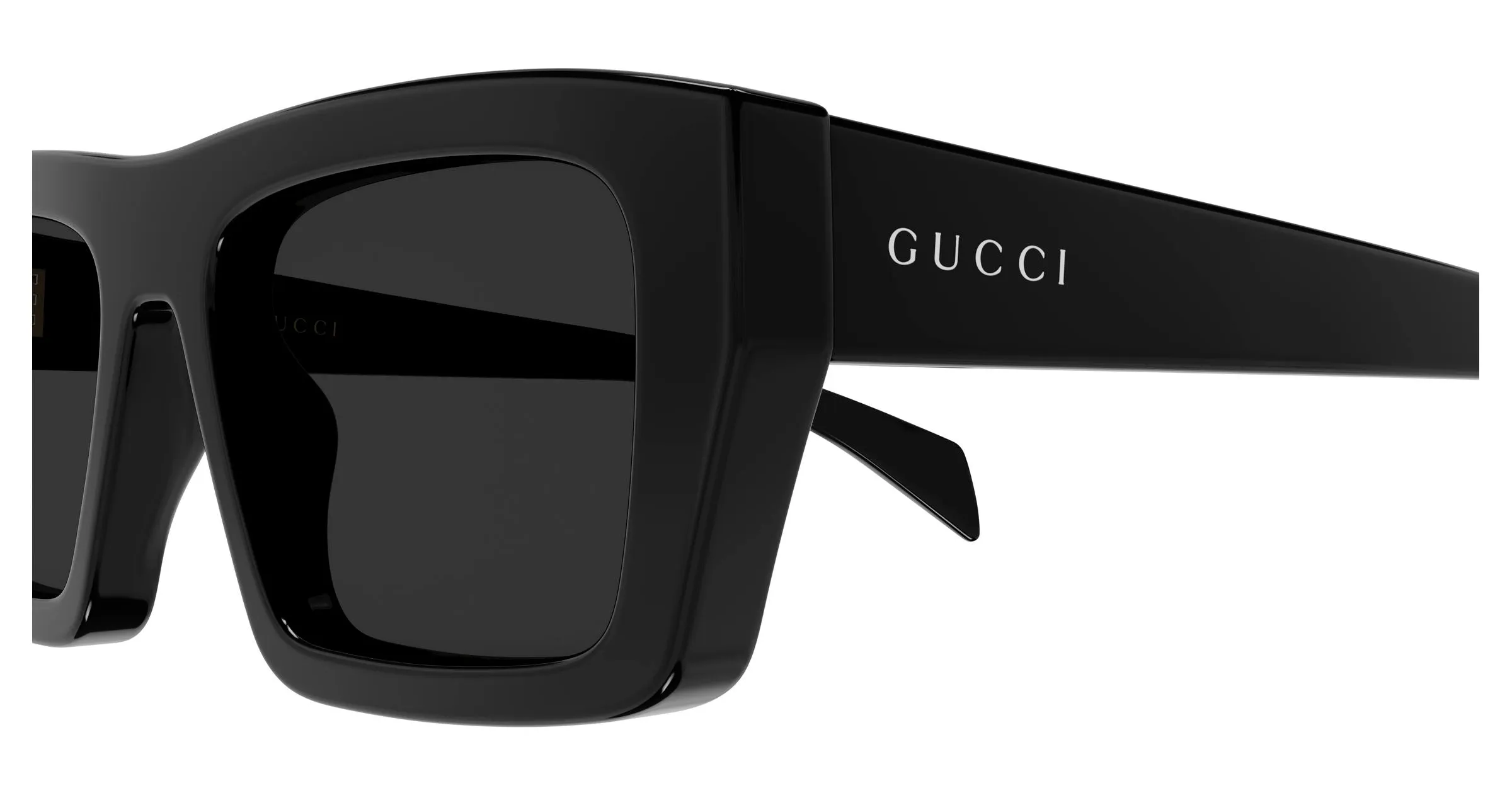 Gucci GG2020S 001 Occhiali da sole Acetato Nero Grigio Squadrata - immagine 3