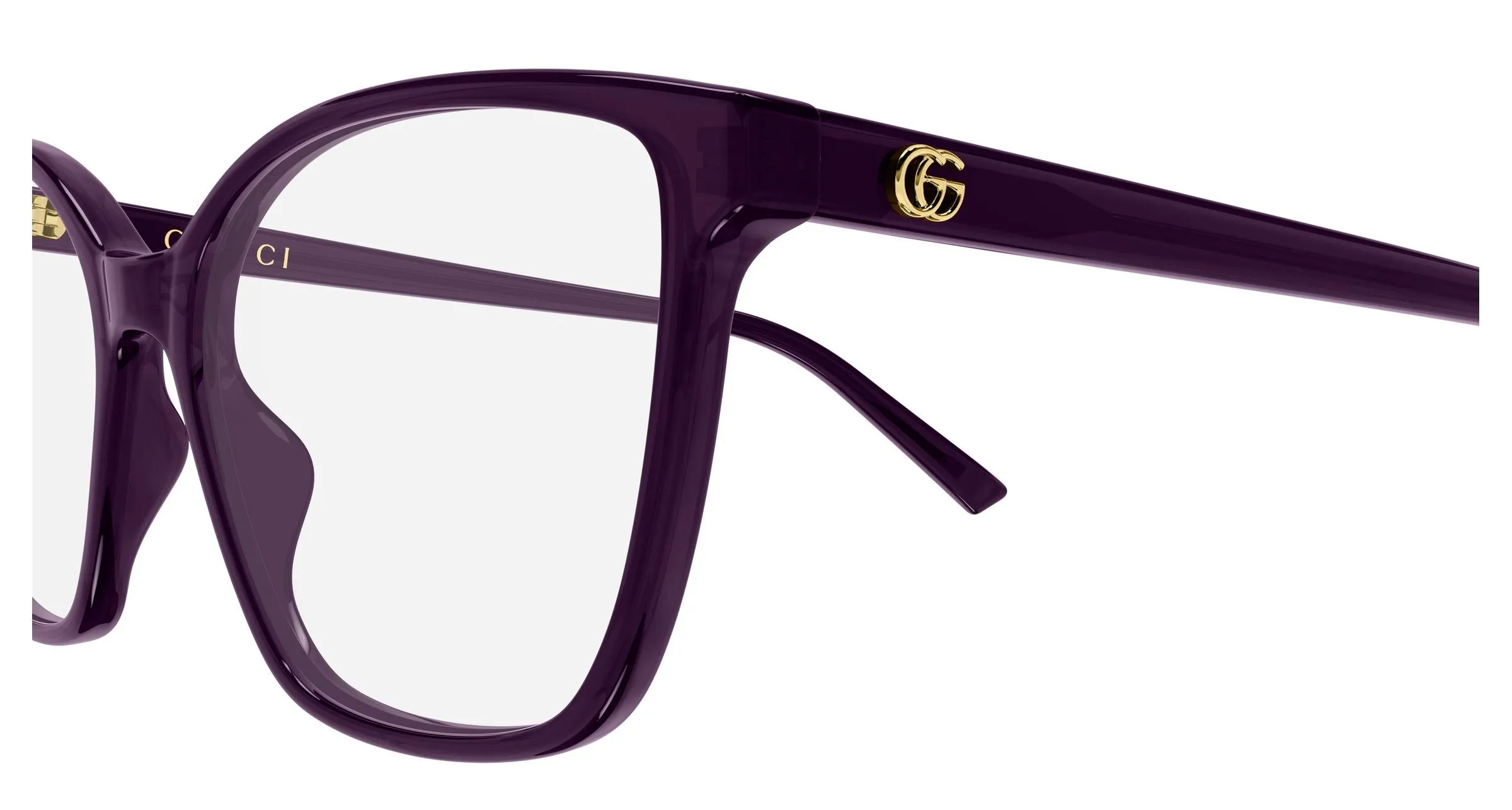 Gucci GG1995O 011 Montature da vista Acetato Viola Trasparente Cat Eye - immagine 3