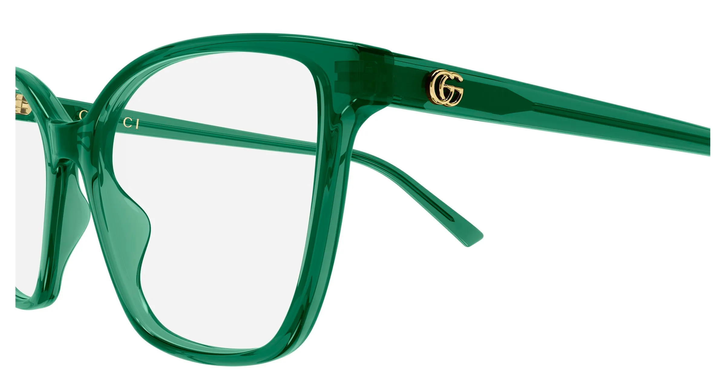 Gucci GG1995O 010 Montature da vista Acetato Verde Trasparente Cat Eye - immagine 3
