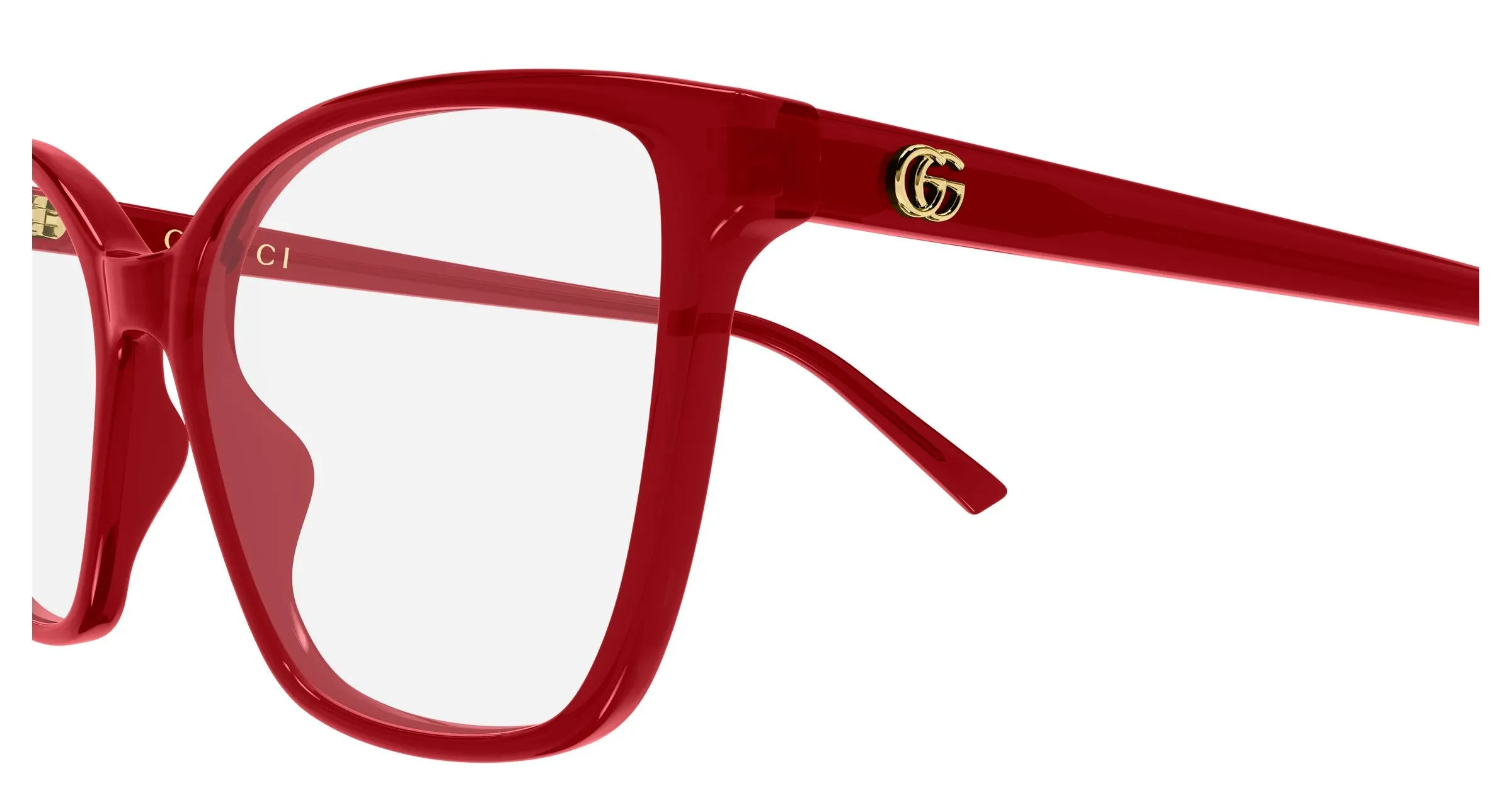 Gucci GG1995O 009 Montature da vista Acetato Rosso Trasparente Cat Eye - immagine 3