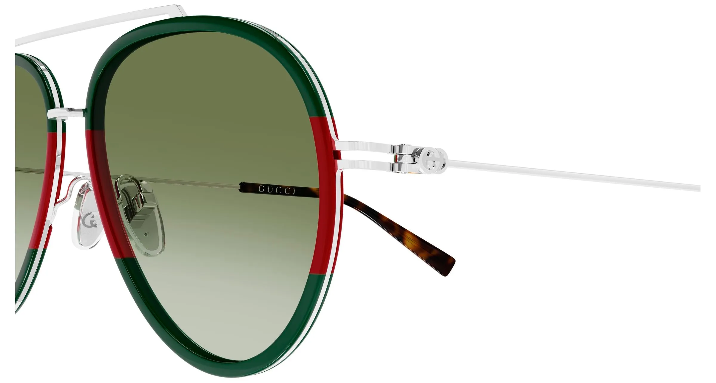Gucci GG1981S 007 Occhiali da sole Iniettato Verde Verde Pilot Sfumato - immagine 3