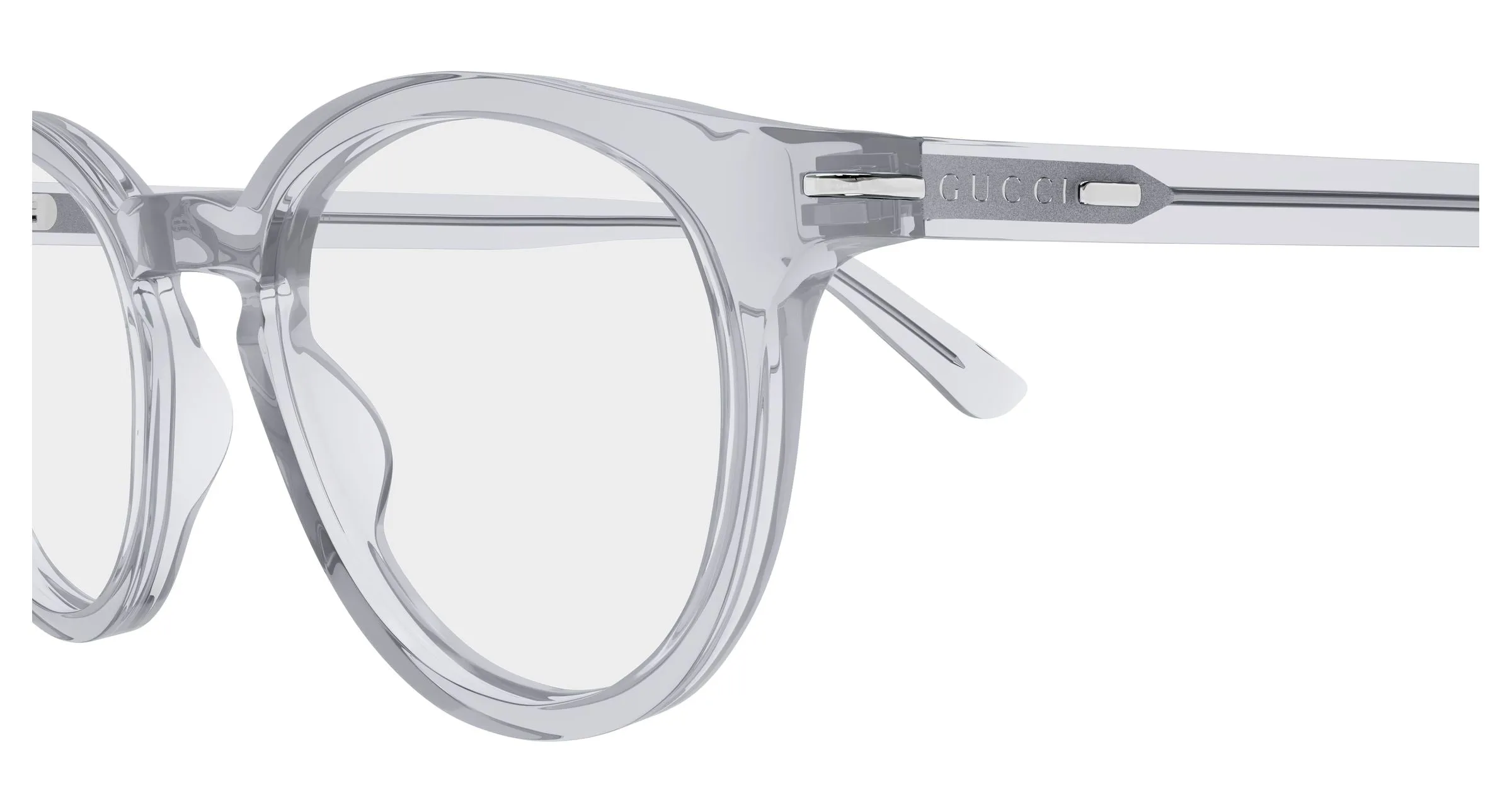 Gucci GG1727O 006 Montature da vista Acetato Grigio Trasparente Rotonda - immagine 3