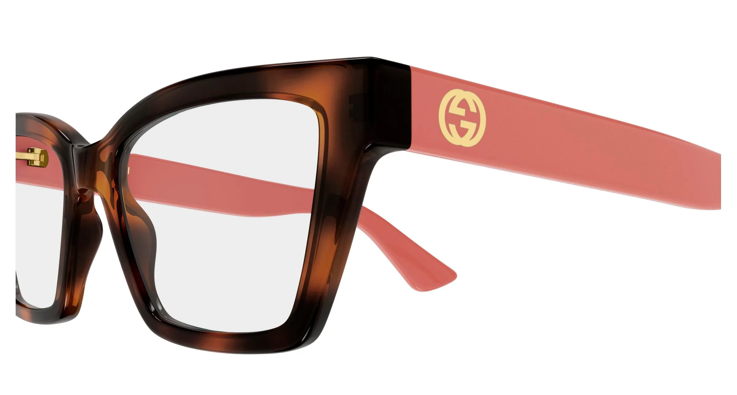 Gucci GG1715O 023 Montature da vista Iniettato Havana Trasparente Cat Eye - immagine 3