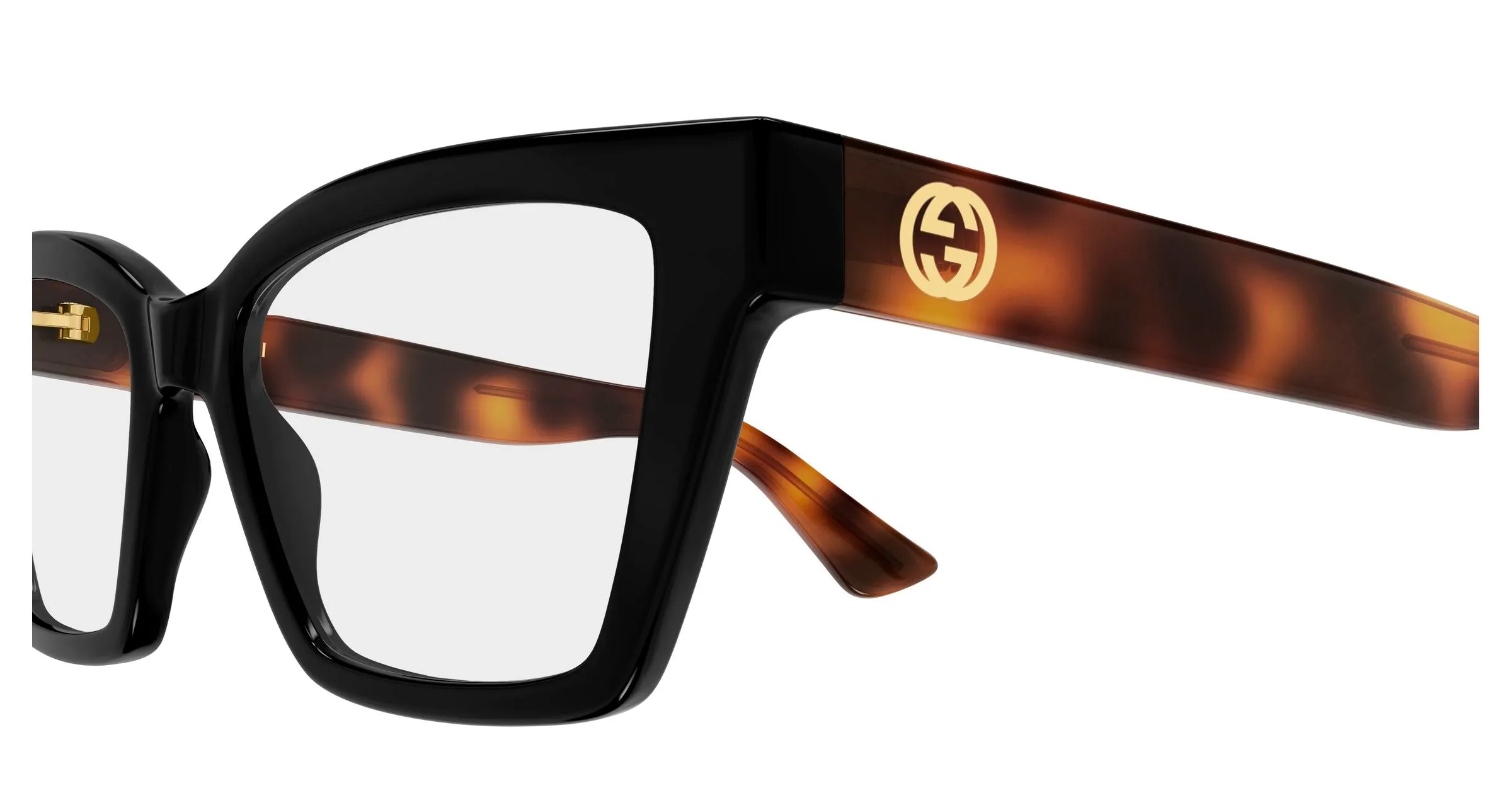 Gucci GG1715O 021 Montature da vista Iniettato Nero Trasparente Cat Eye - immagine 3